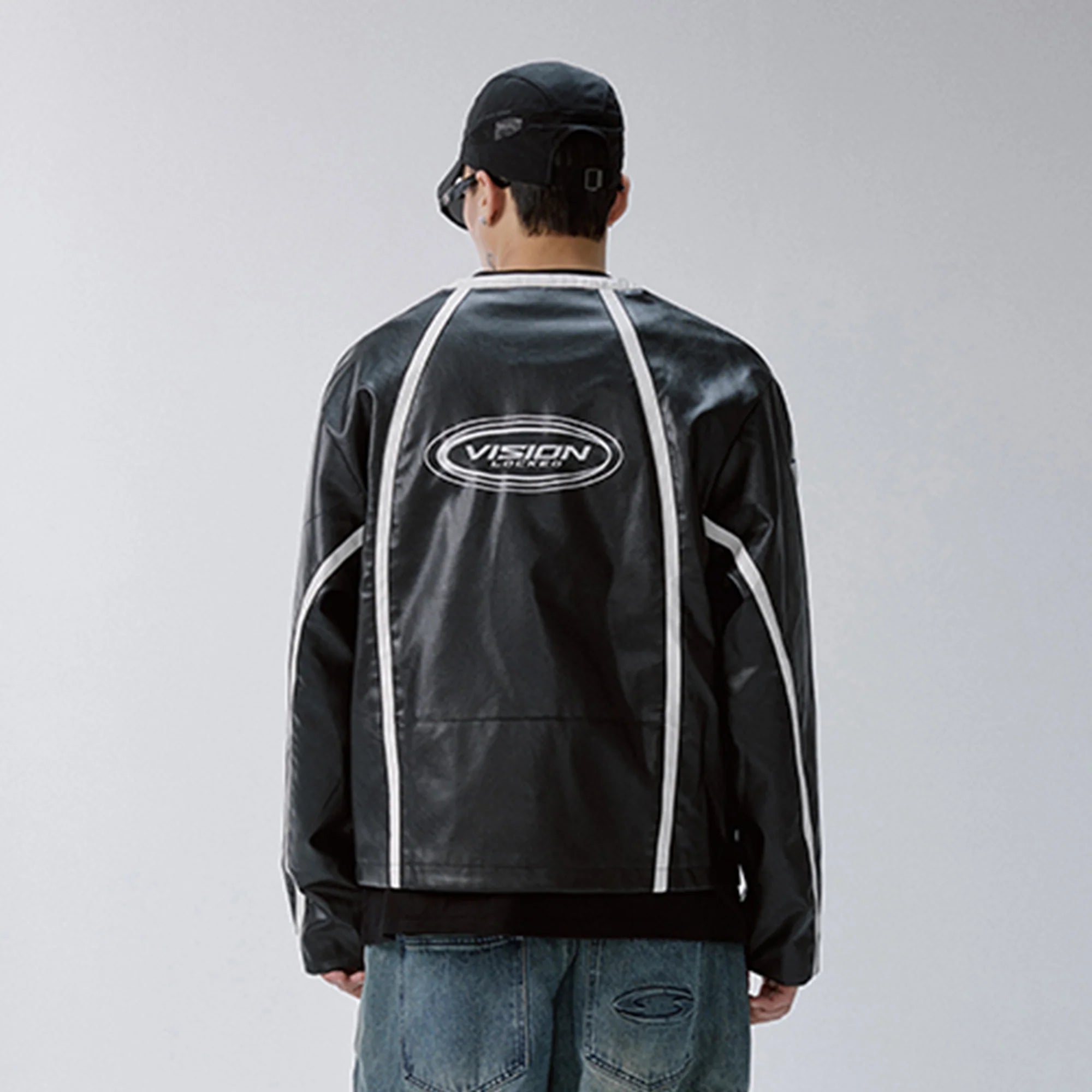 F2CE Racing Patch Contrast Panel PU Moto Jacket