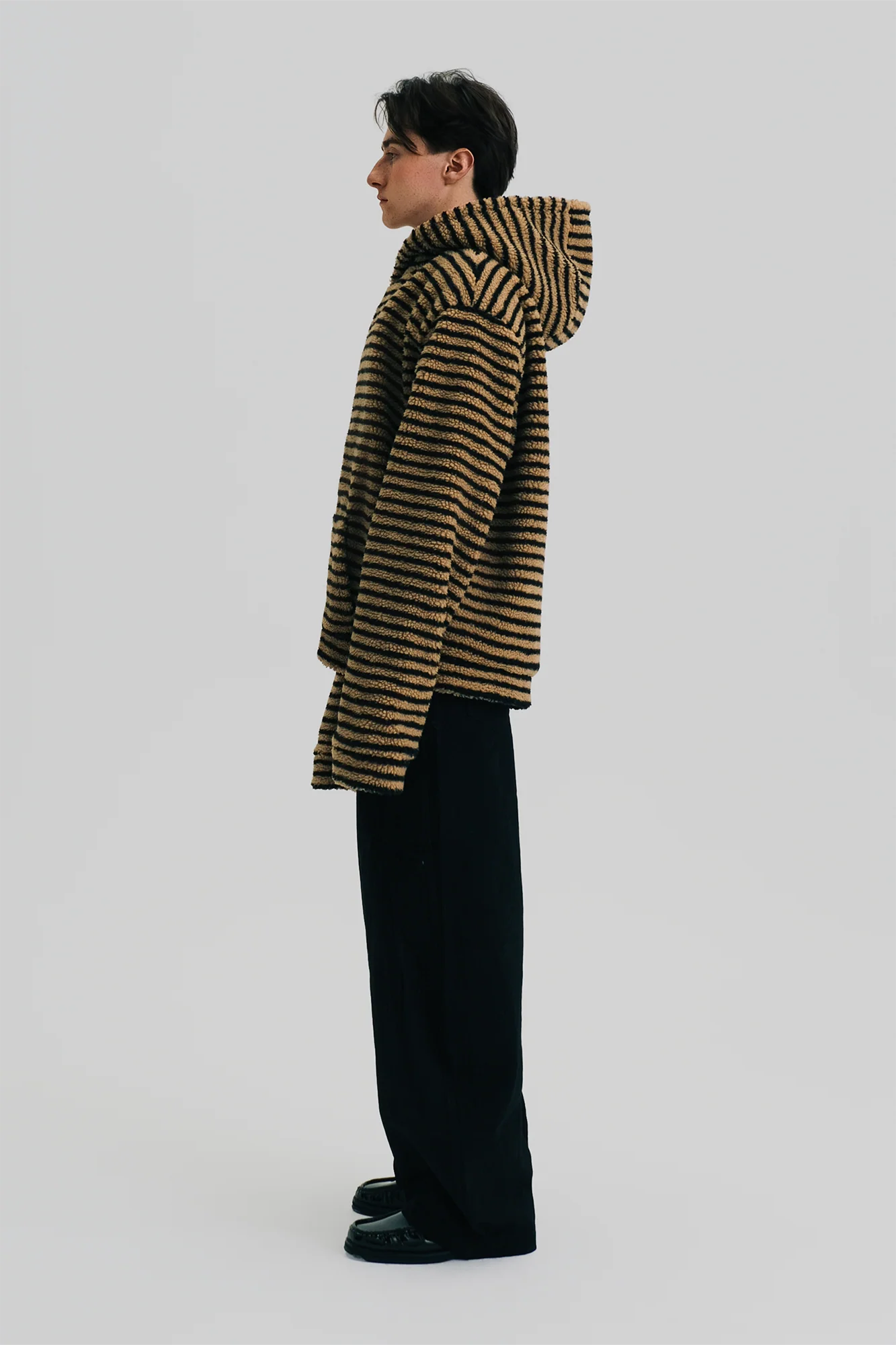 WIID Contrast Striped Fleece Hoodie Jacket
