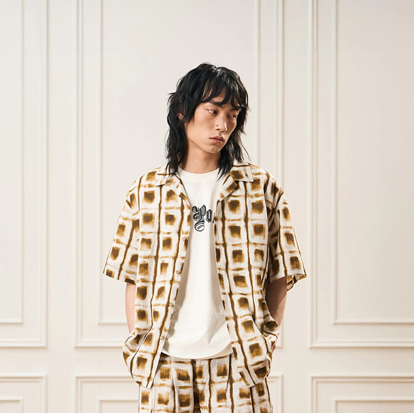 EPIC POETRY Ombre Check Spot Grid Half Shirt