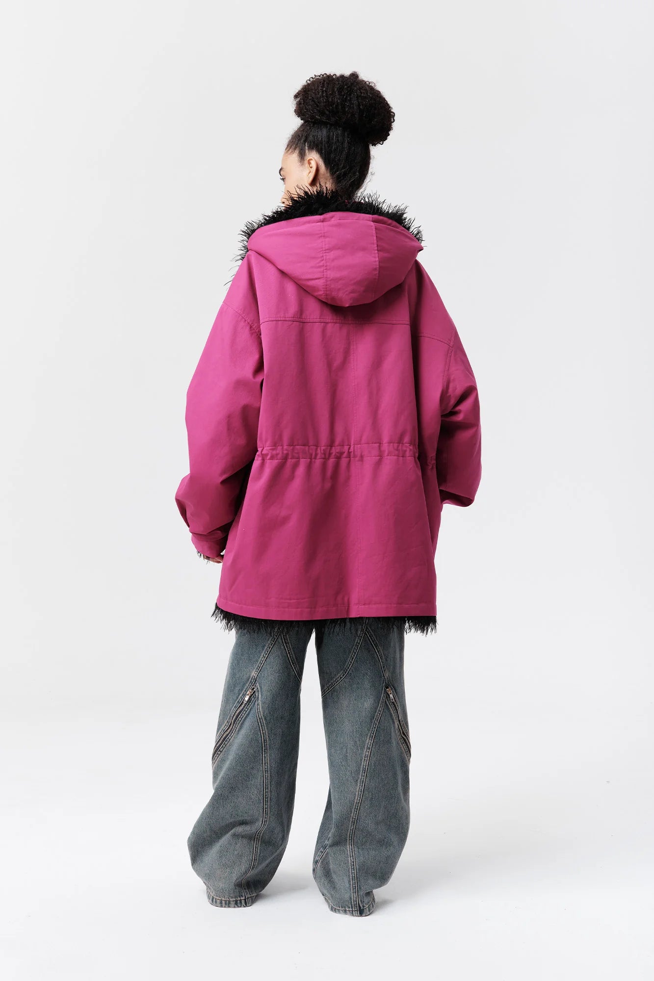 VANN VALRENCE Detachable Hood Faux-Fur Collar Parka