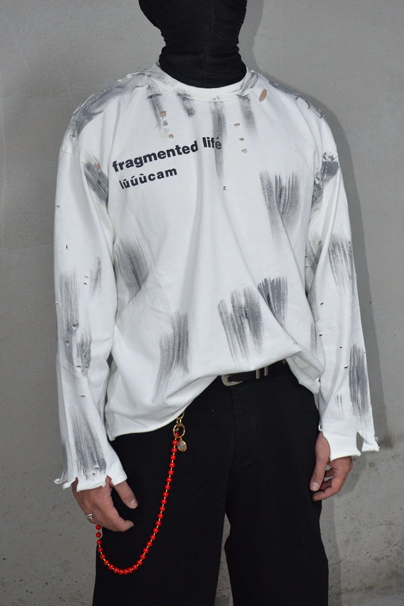 LUUUCAM Fragmented Life Distressed Brushstroke Tee