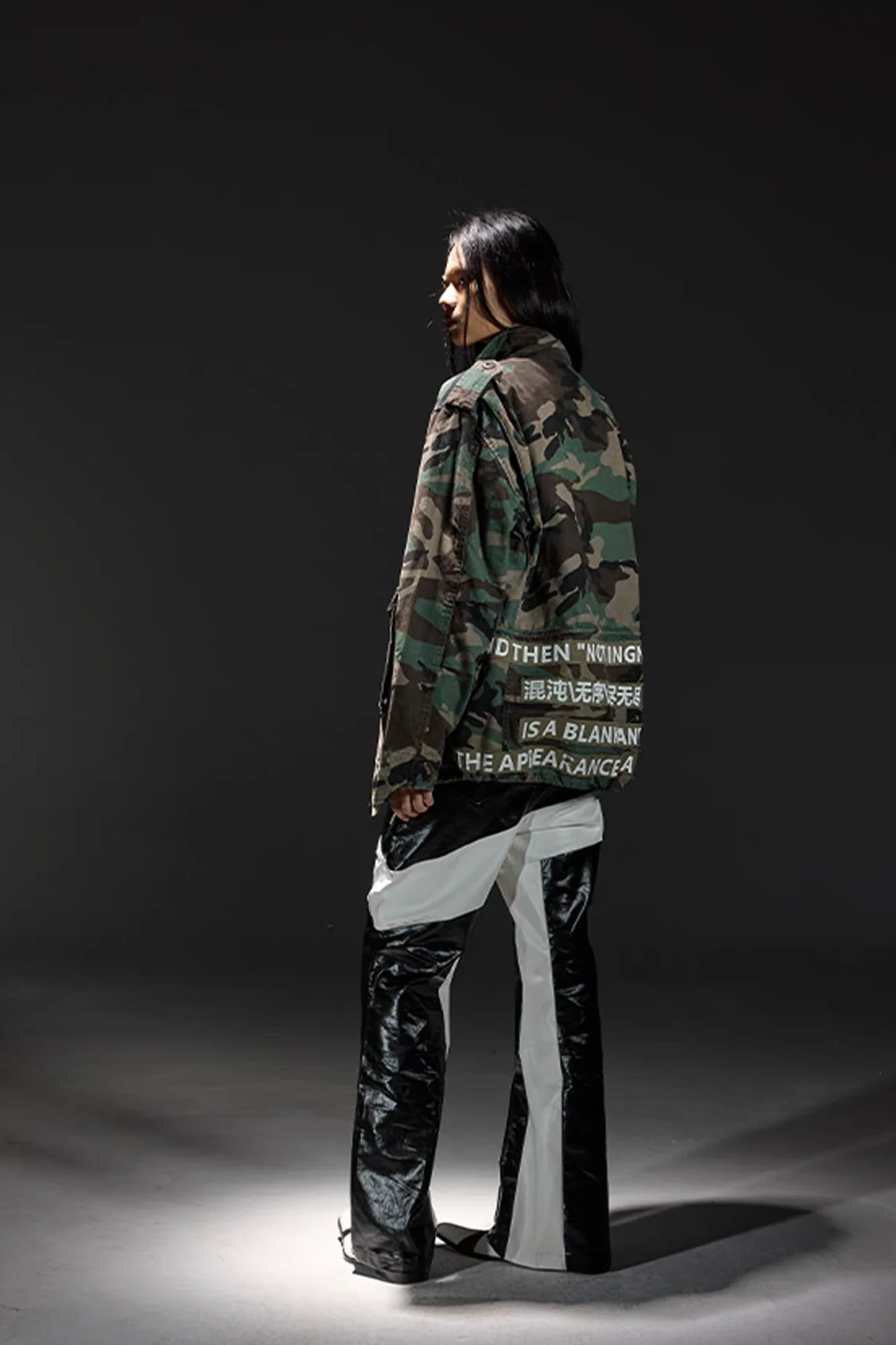 NOTHINGNESS WORLD Slogan Patchwork Multi-Pocket Utility Jacket
