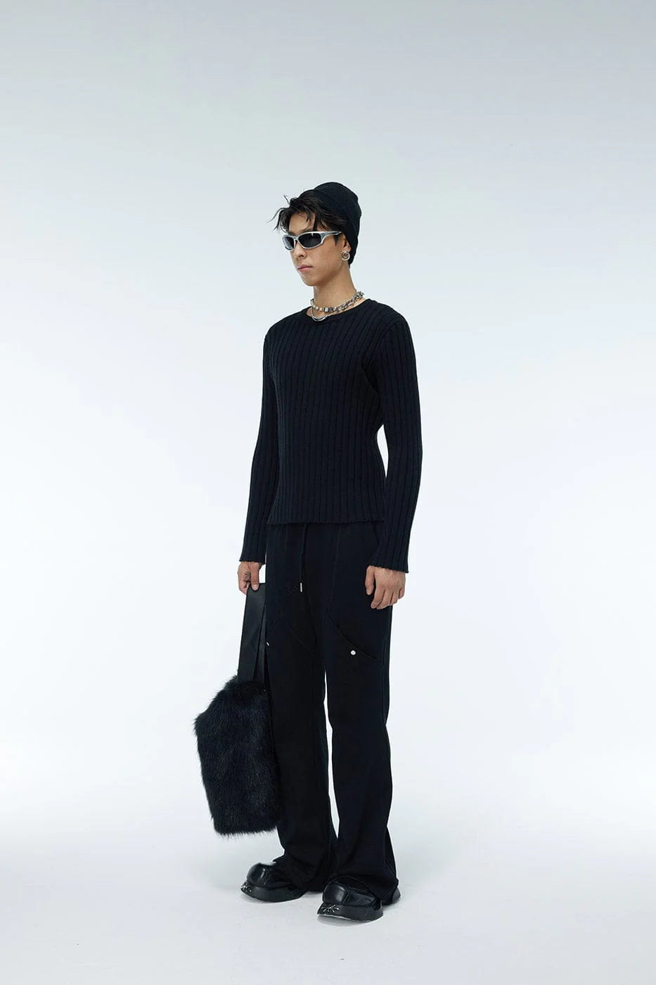 WHISTLEHUNTER Striped Logo Tag Slim-fit Sweater