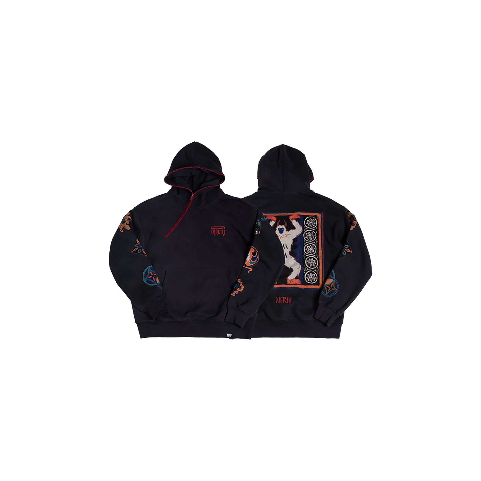 NERHI Asym Half-Zip Mural Graphic Hoodie