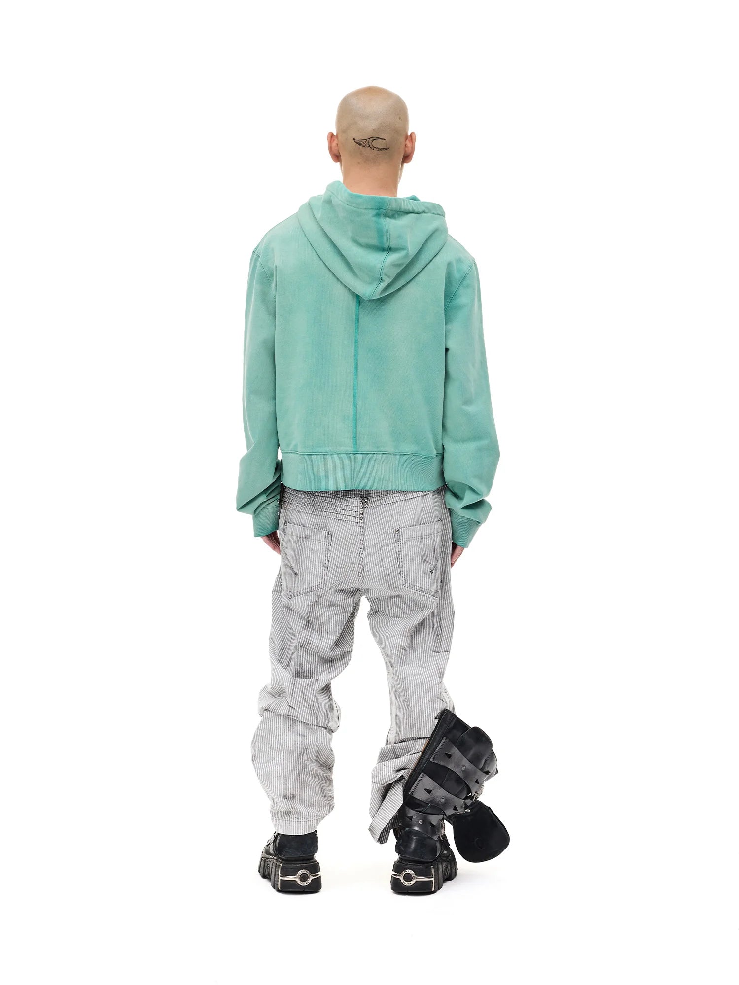 WHISTLEHUNTER Distressed Embroidered V-Neck Hoodie