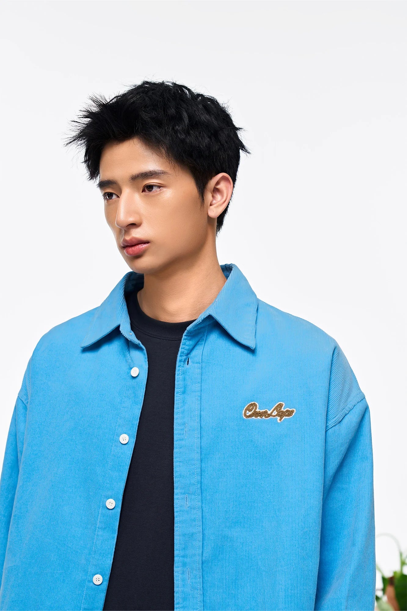 OVERLAPS Essential Embroidered Oversized Shirt