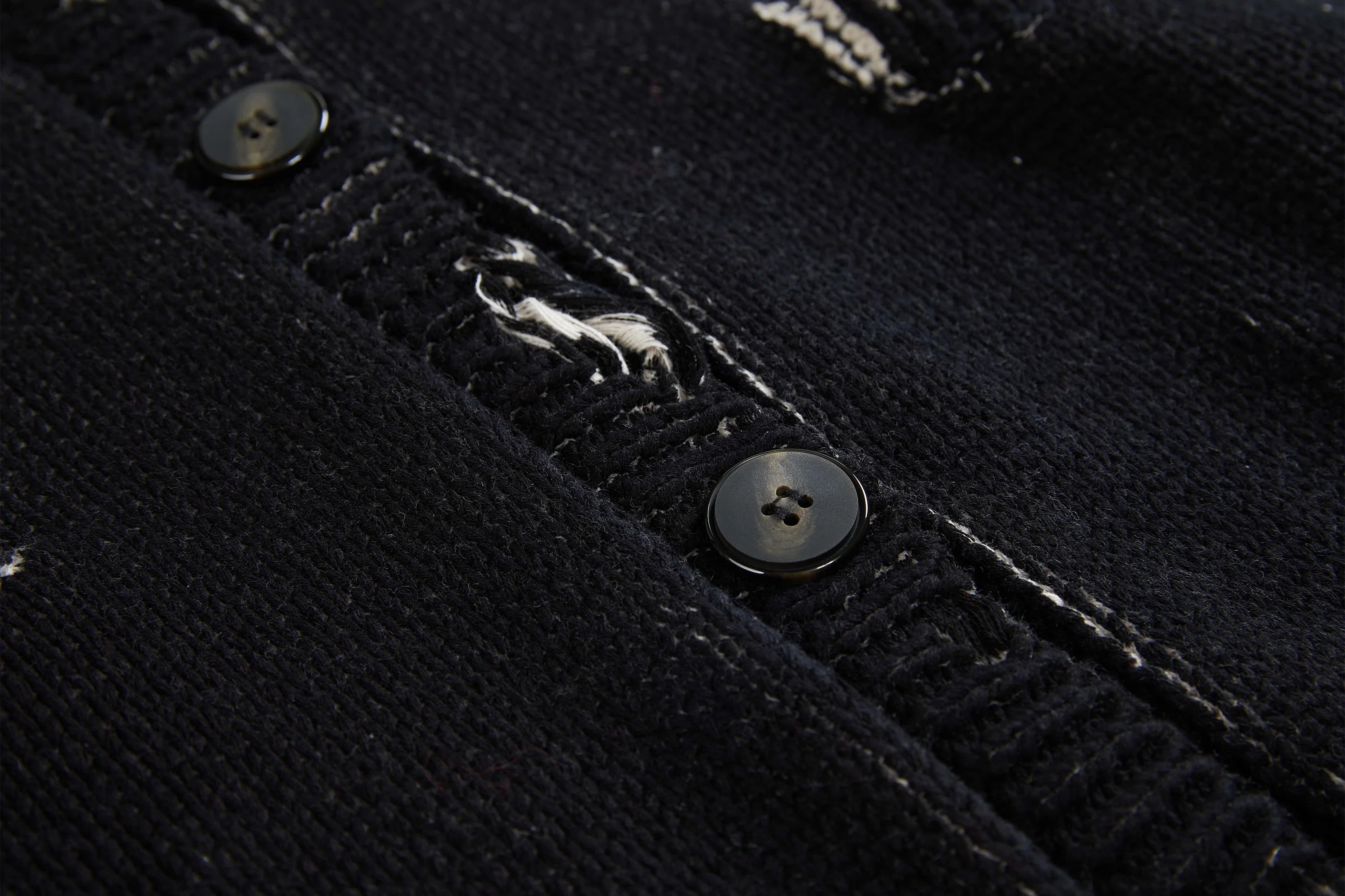 VANN VALRENCE Distressed Frayed Spray V-Neck Cardigan