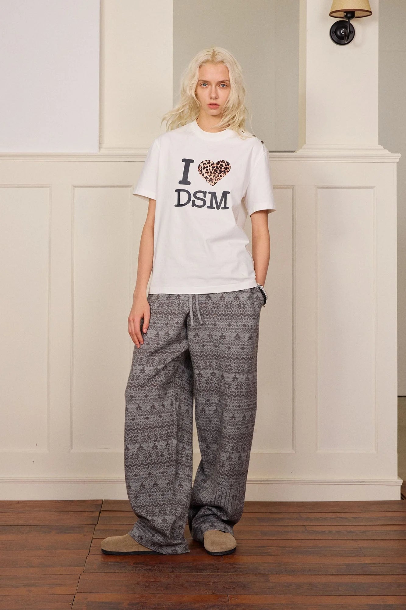 DONSMOKE Fair Isle Knit Wide-Leg Pants