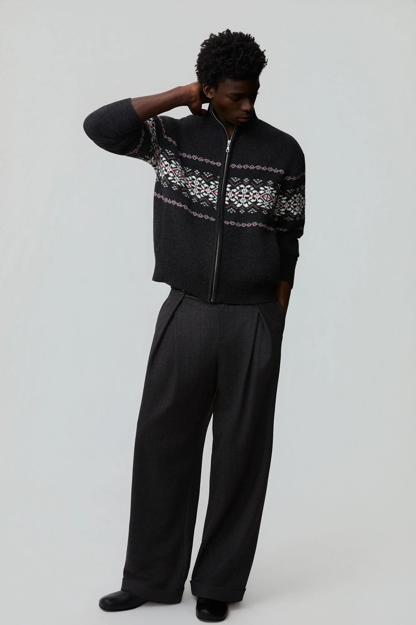 OPICLOTH Double-Pleated Mini-Check Trousers