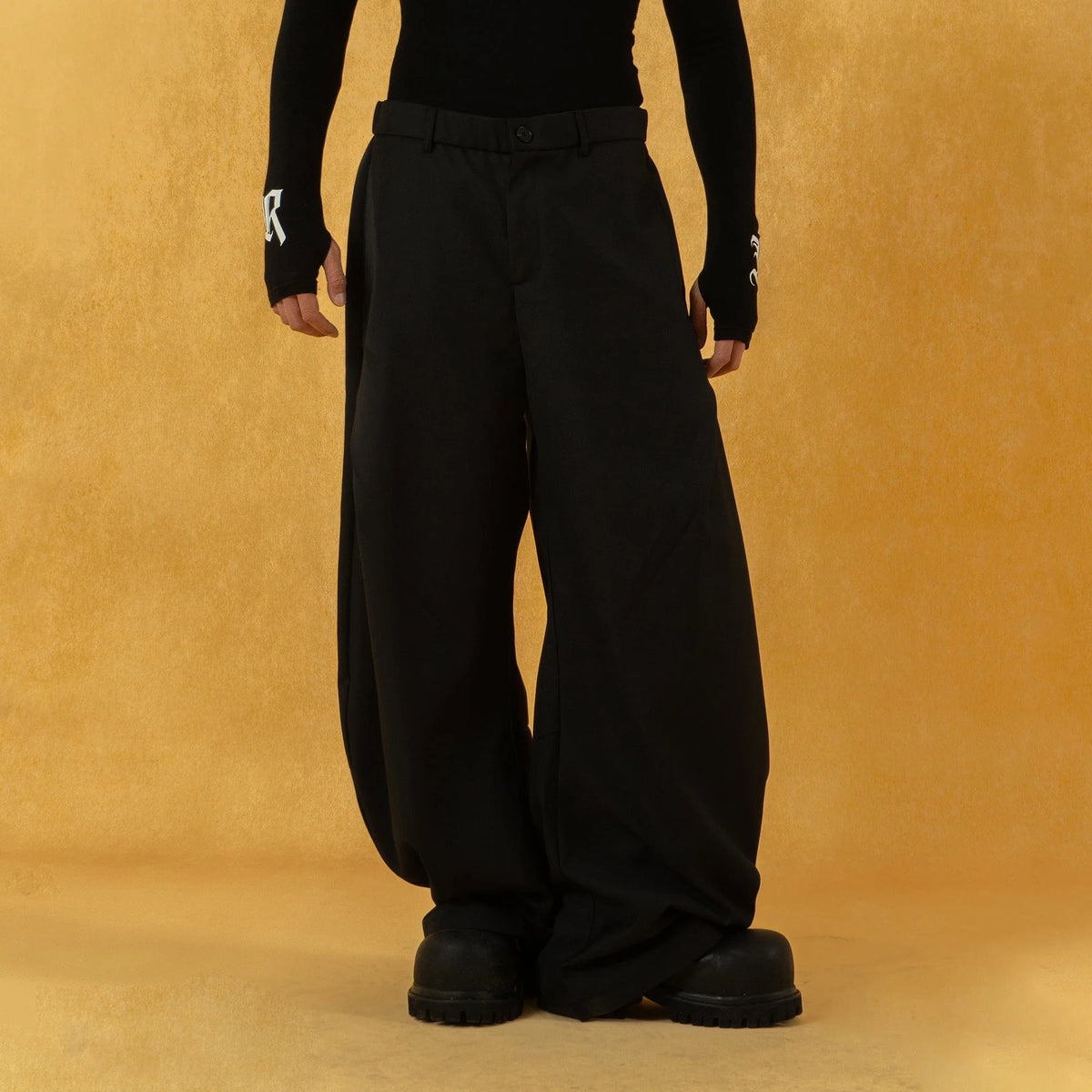CLP Curved Crinkled Floor-Length Trousers