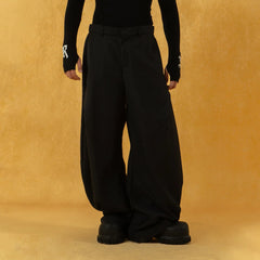 CLP Curved Crinkled Floor-Length Trousers