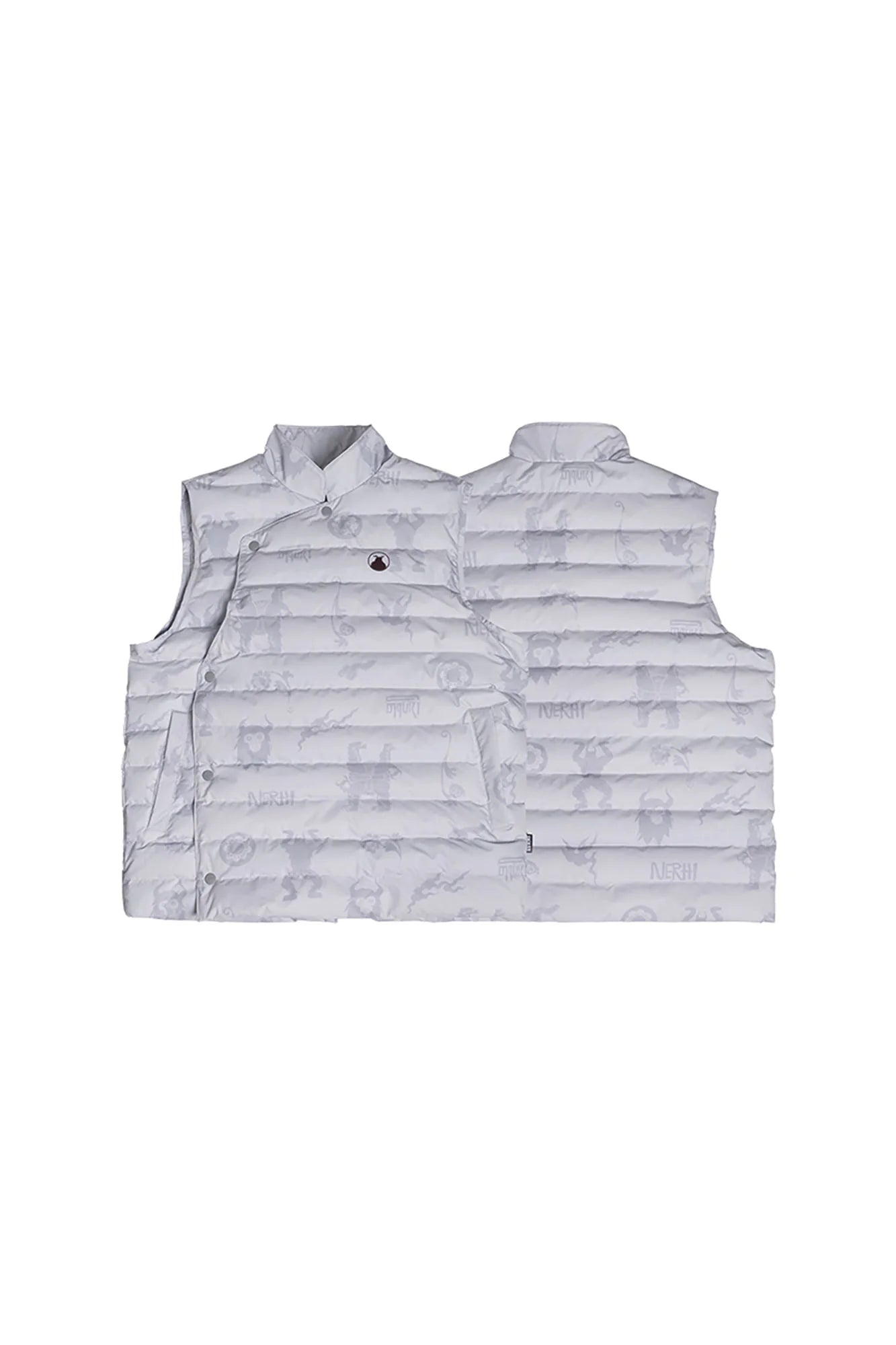 NERHI Asym Button Full-Print Puffer Vest
