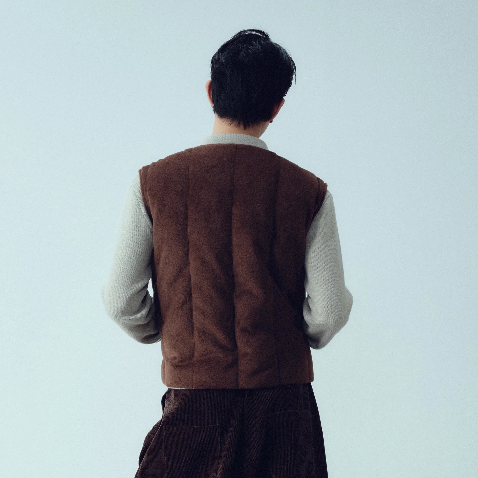 KADAKADA Curved Zip Suede-Puff Vest