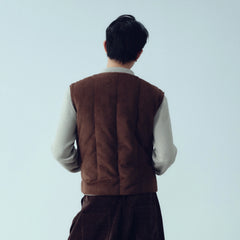 KADAKADA Curved Zip Suede-Puff Vest