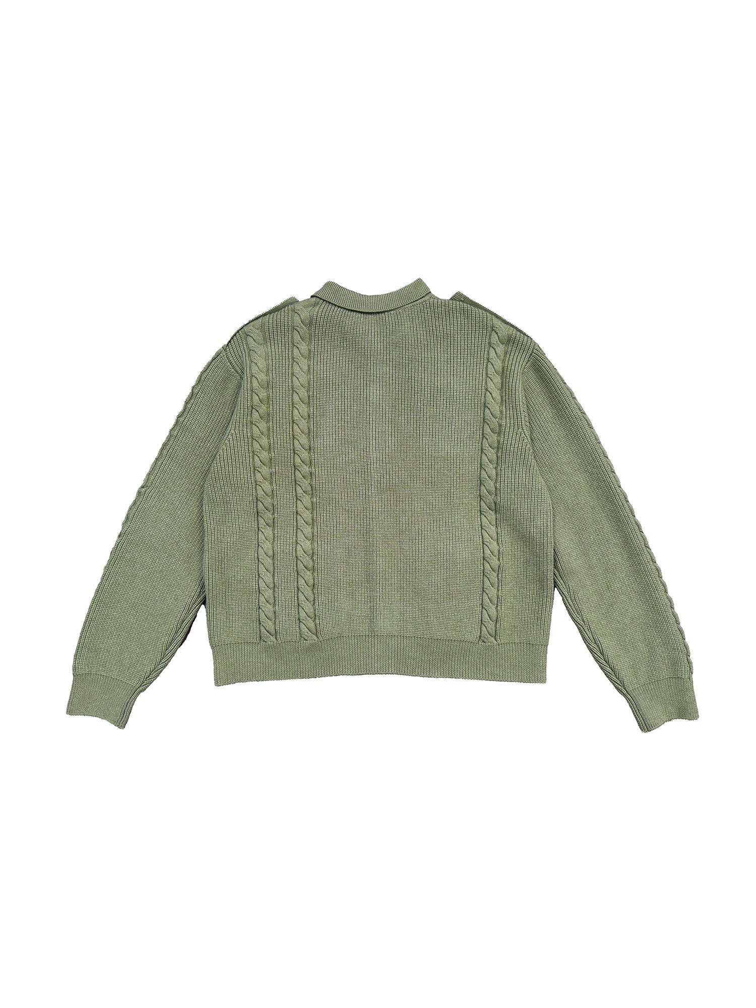 RICHILL Epaulet Multi-Pocket Cable Knit Jacket