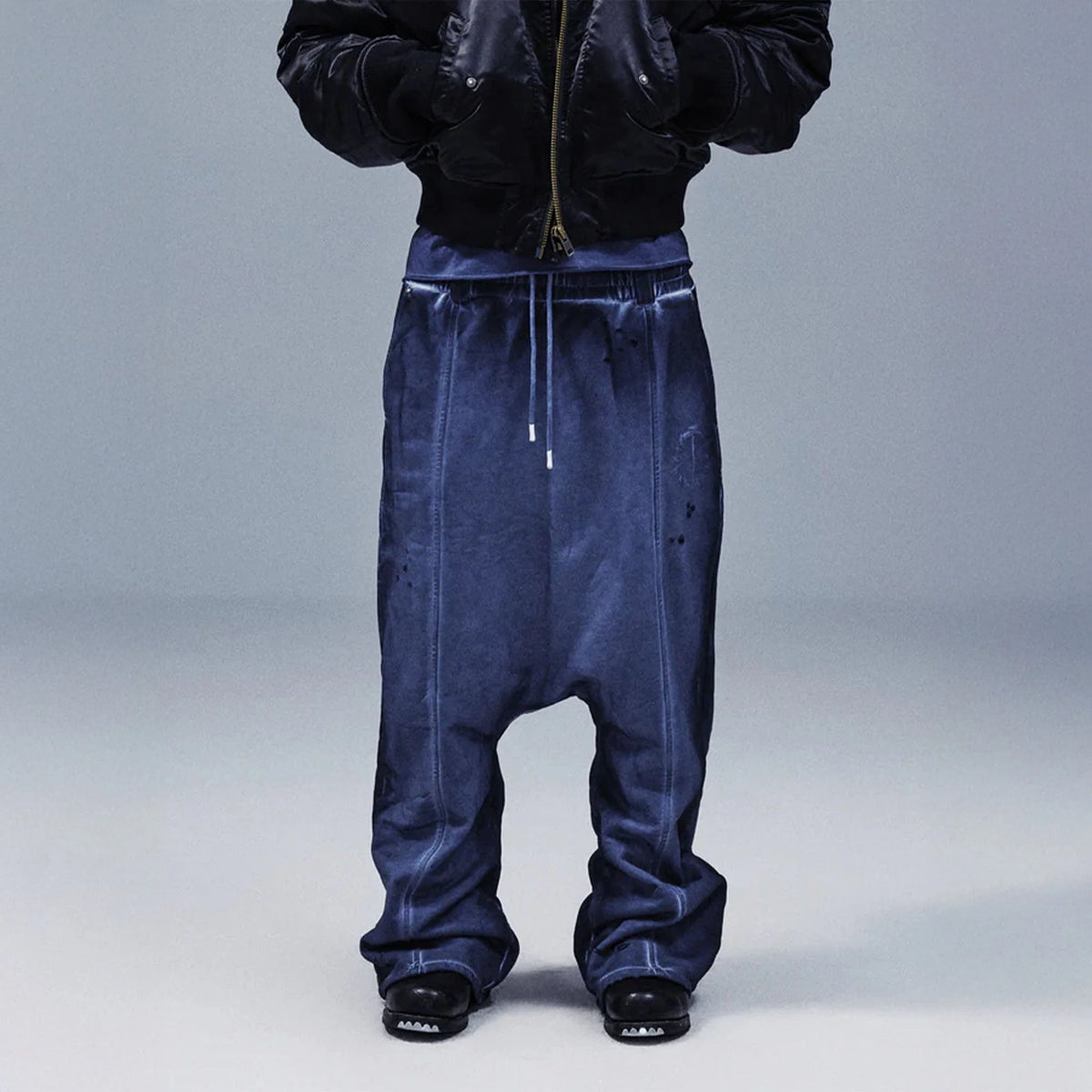 TECNINEGROUP Middle-Panel Washed Drop-Crotch Sweatpants