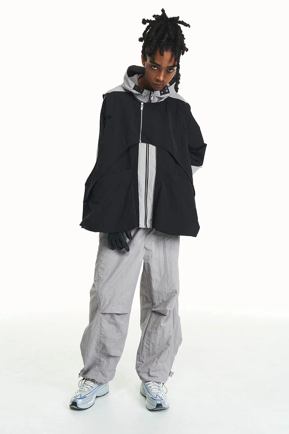 RELABEL Pleated Spliced Parachute Pants