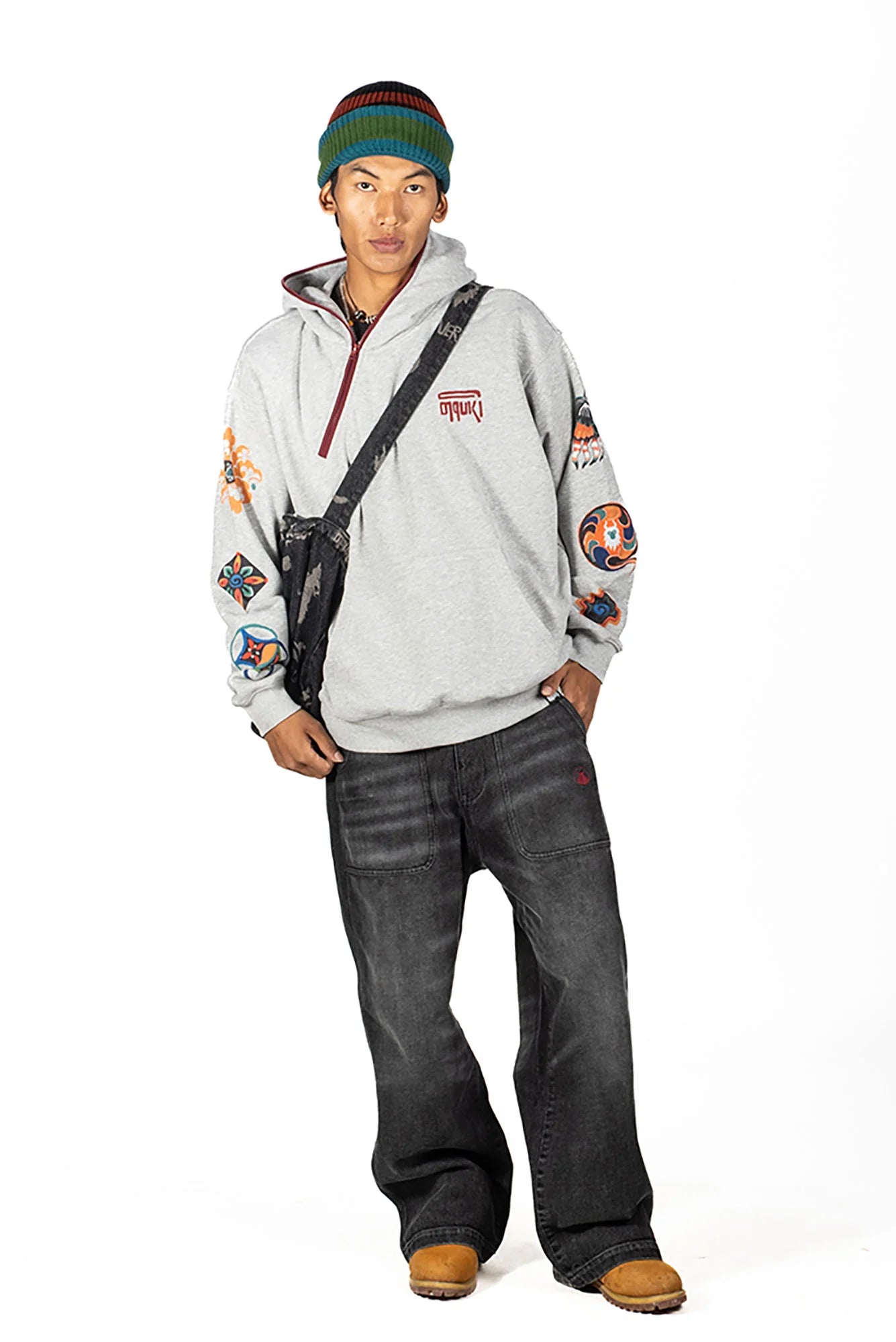 NERHI Asym Half-Zip Mural Graphic Hoodie