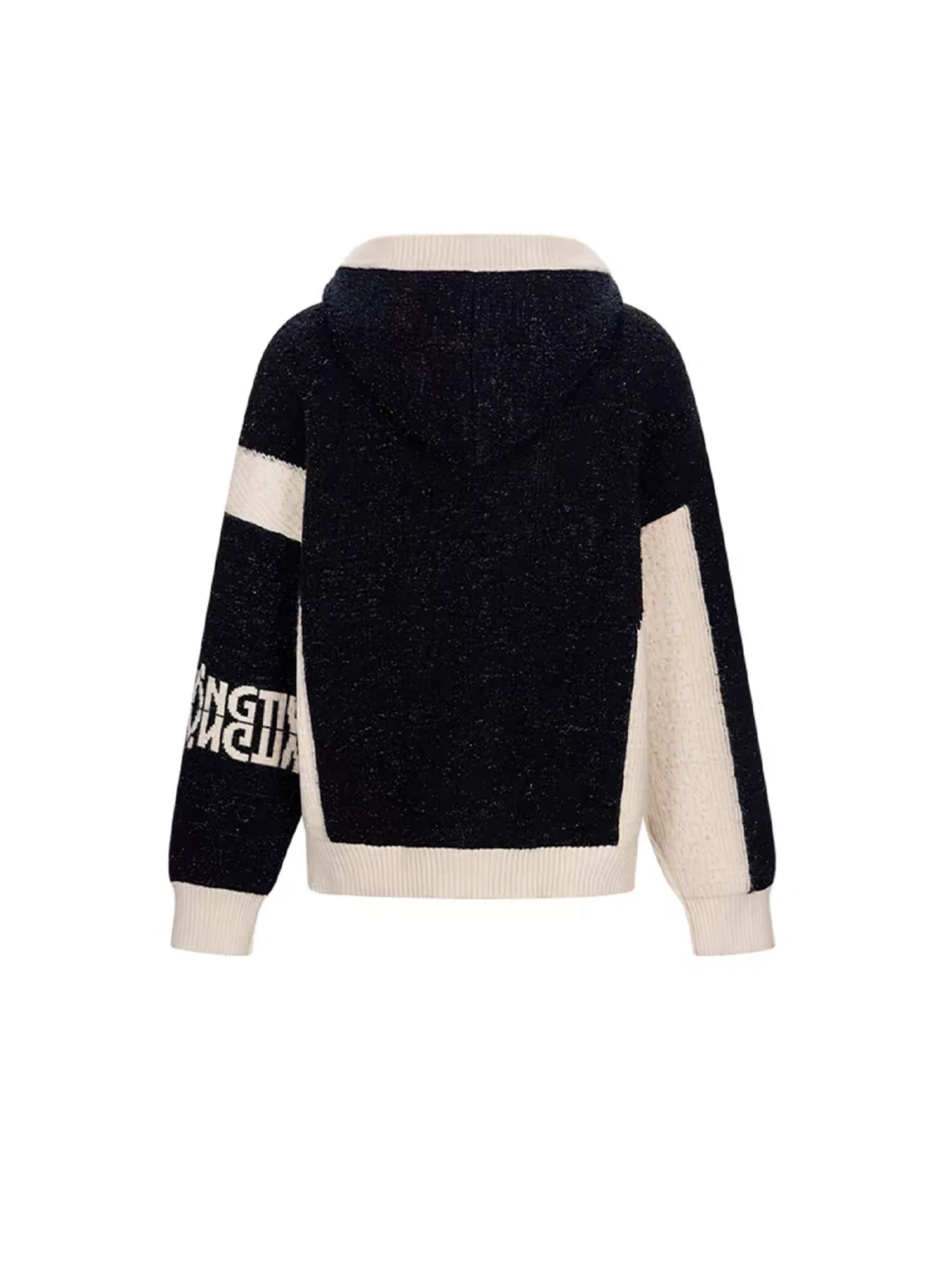 TIWILLTANG Contrast Trim Dual-Zip LOGO Chunky Knit Jacket