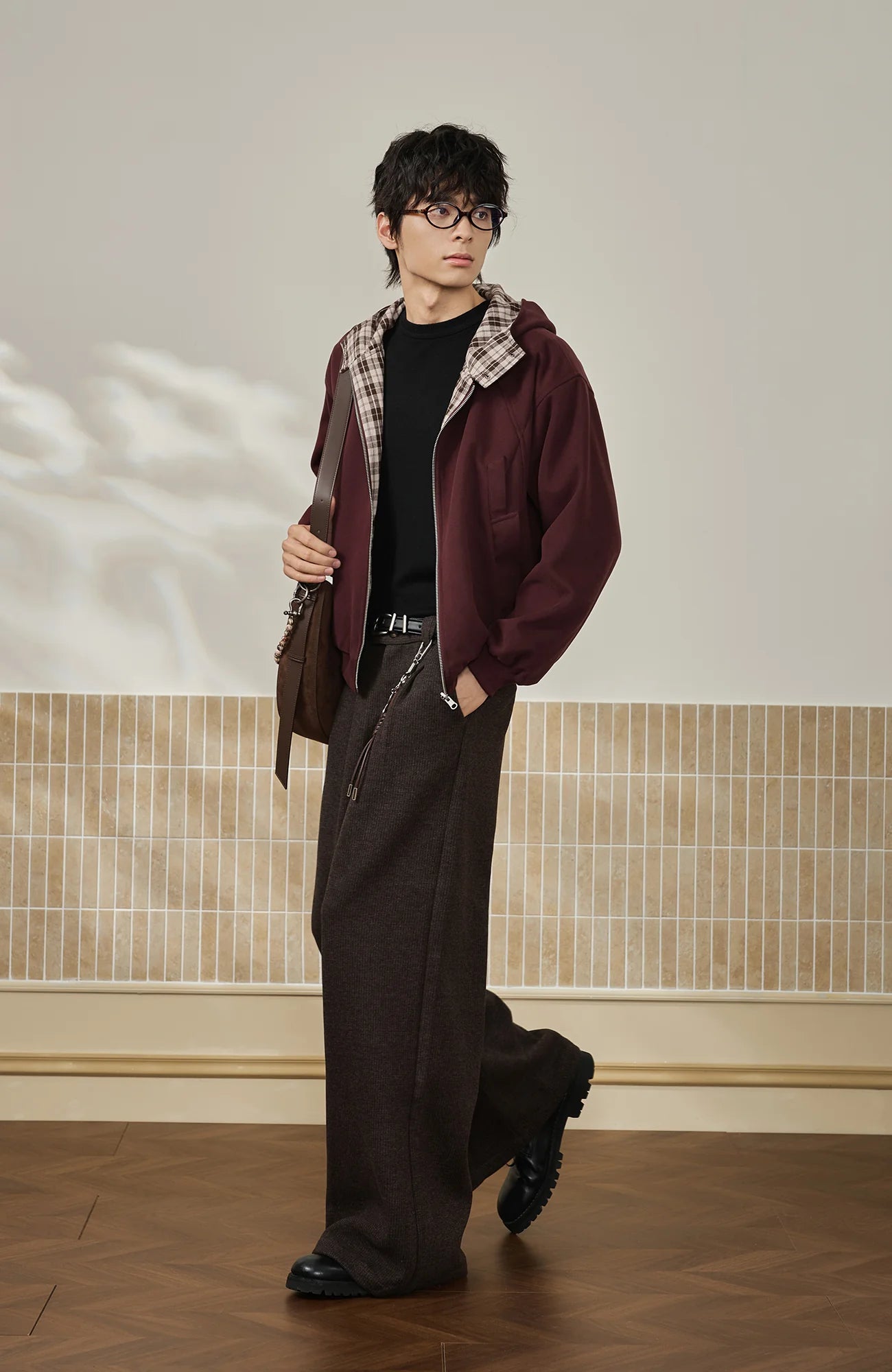 MOITIEDEPETALE Reversible Plaid Liner Hooded Jacket
