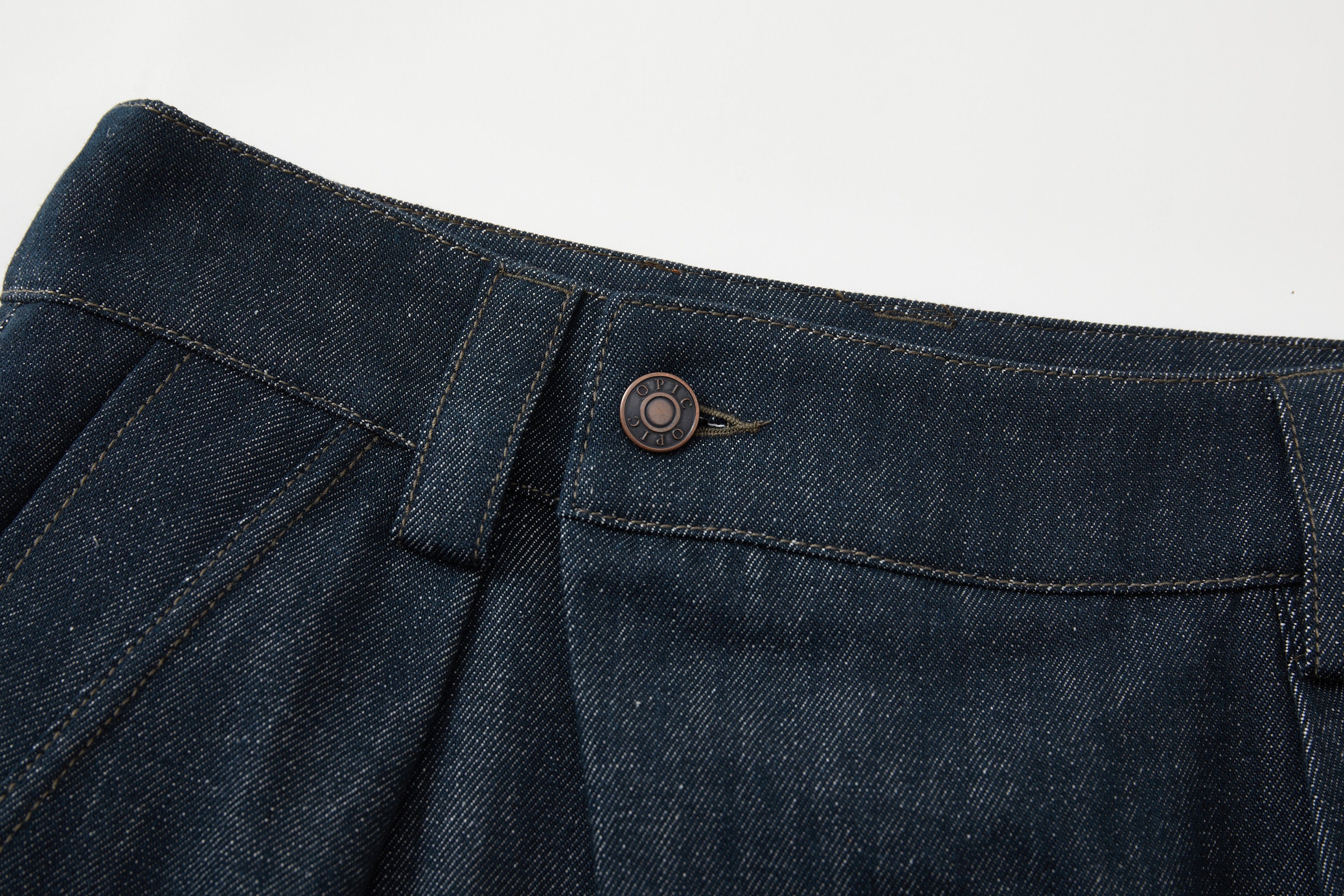 OPICLOTH Washed Asymmetric Fly Pleated Denim Shorts
