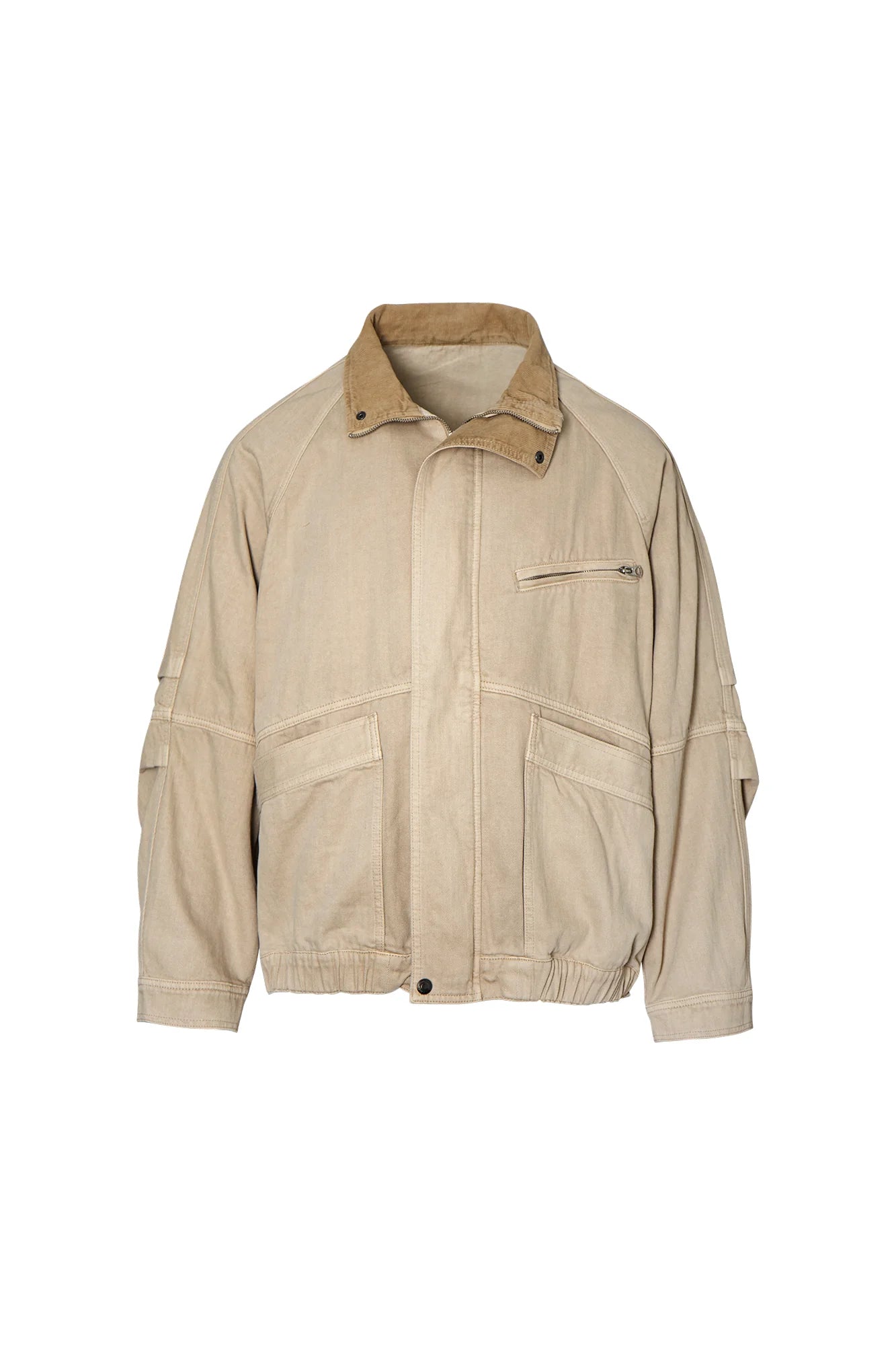 LEONSENSE Utility Raglan Stand-Collar Denim Jacket