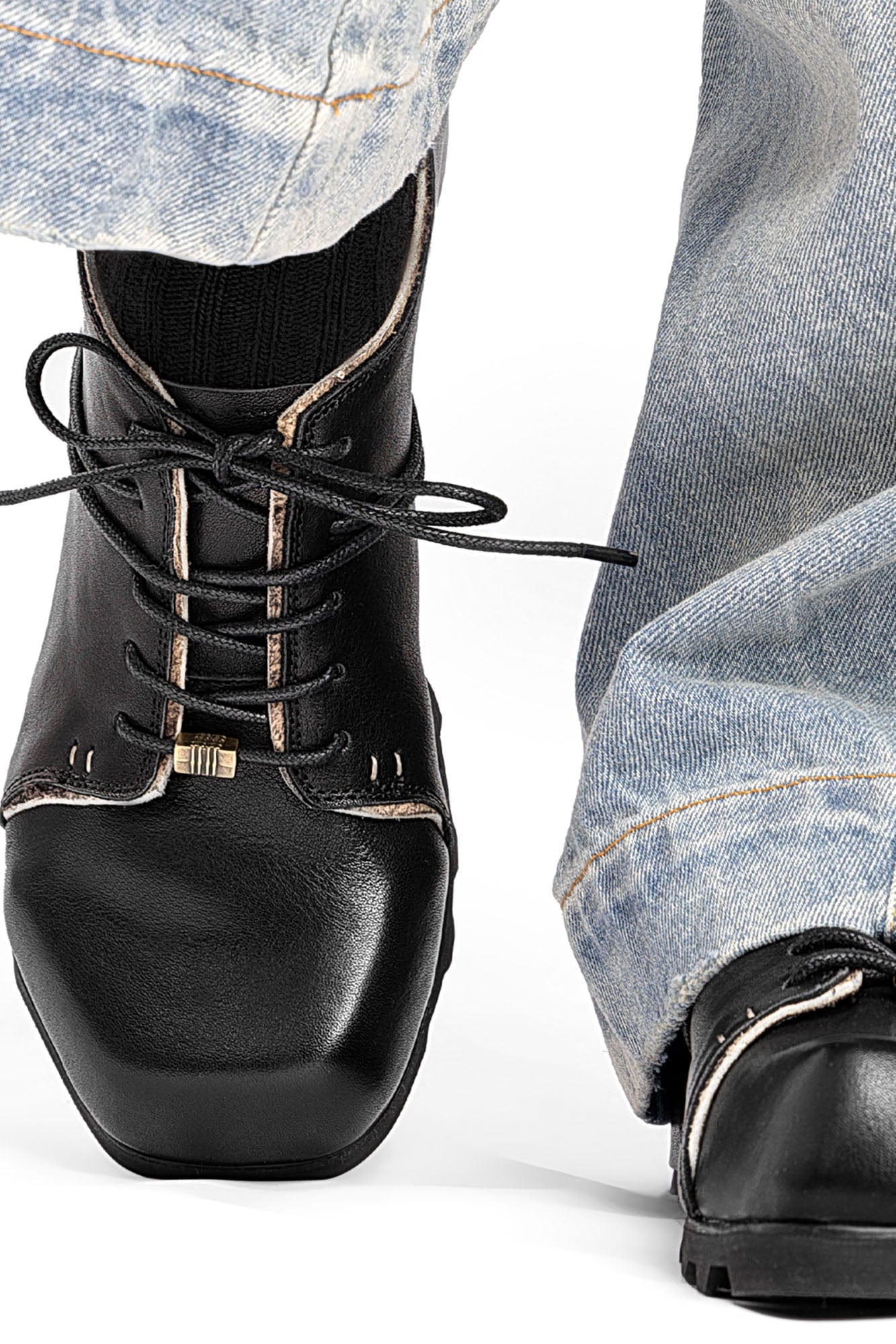 REWRITE Lace Up Square-Toe Derby Shoes