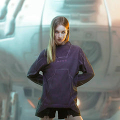 XIPHEVIL Futuristic-Distressed Paneled L/S Tee