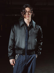 RICHILL Floral Embroidered Acetate Bomber Jacket