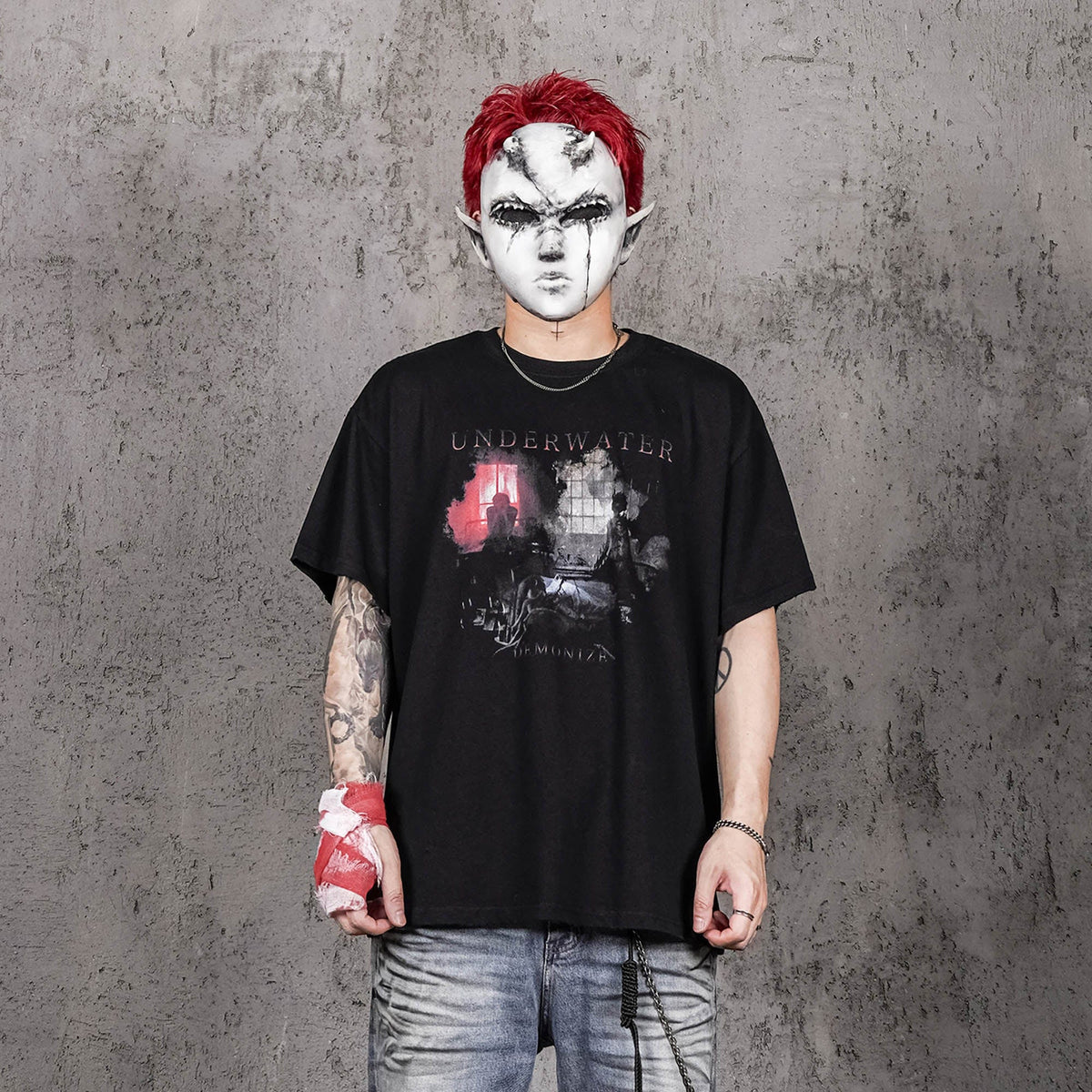 UNDERWATER Demonize Faded Graphic T-Shirt