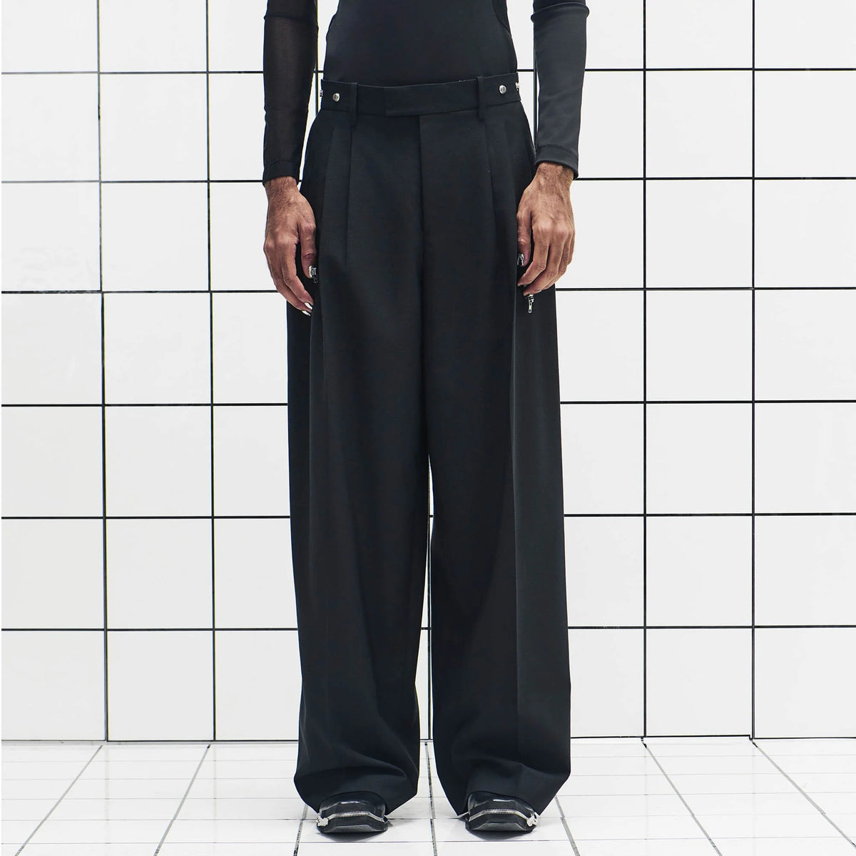 455EMBLE Wool-Blend Pleated Straight-Leg Oversized Trousers