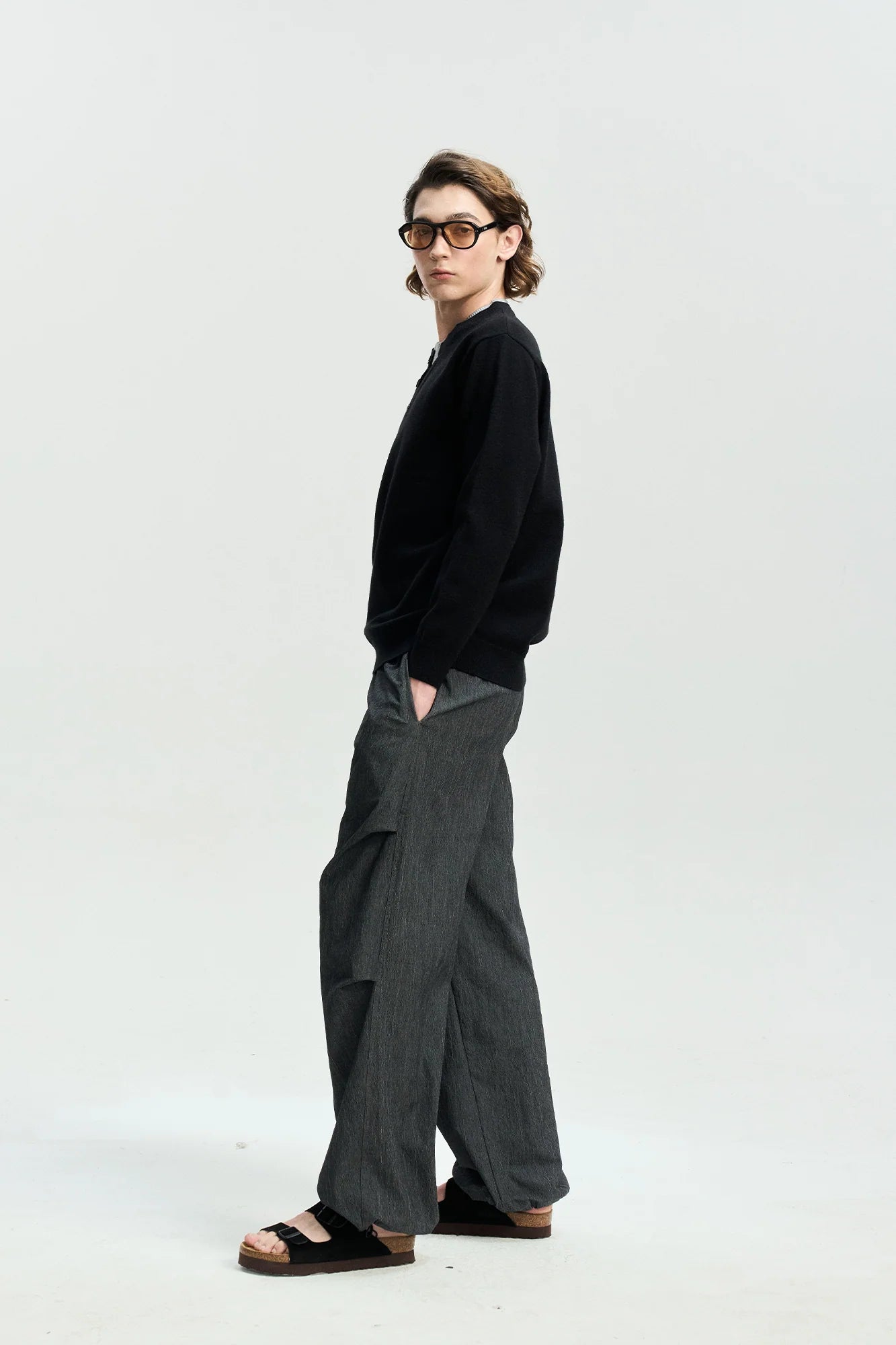 LEONSENSE Faux-Layered Henley Sweater