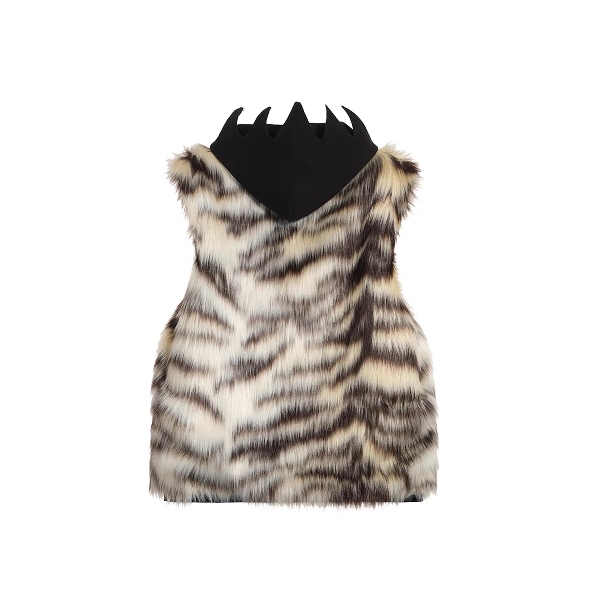 NOTHINGNESS WORLD Tiger-Stripe Spiked Crown Hooded Vest