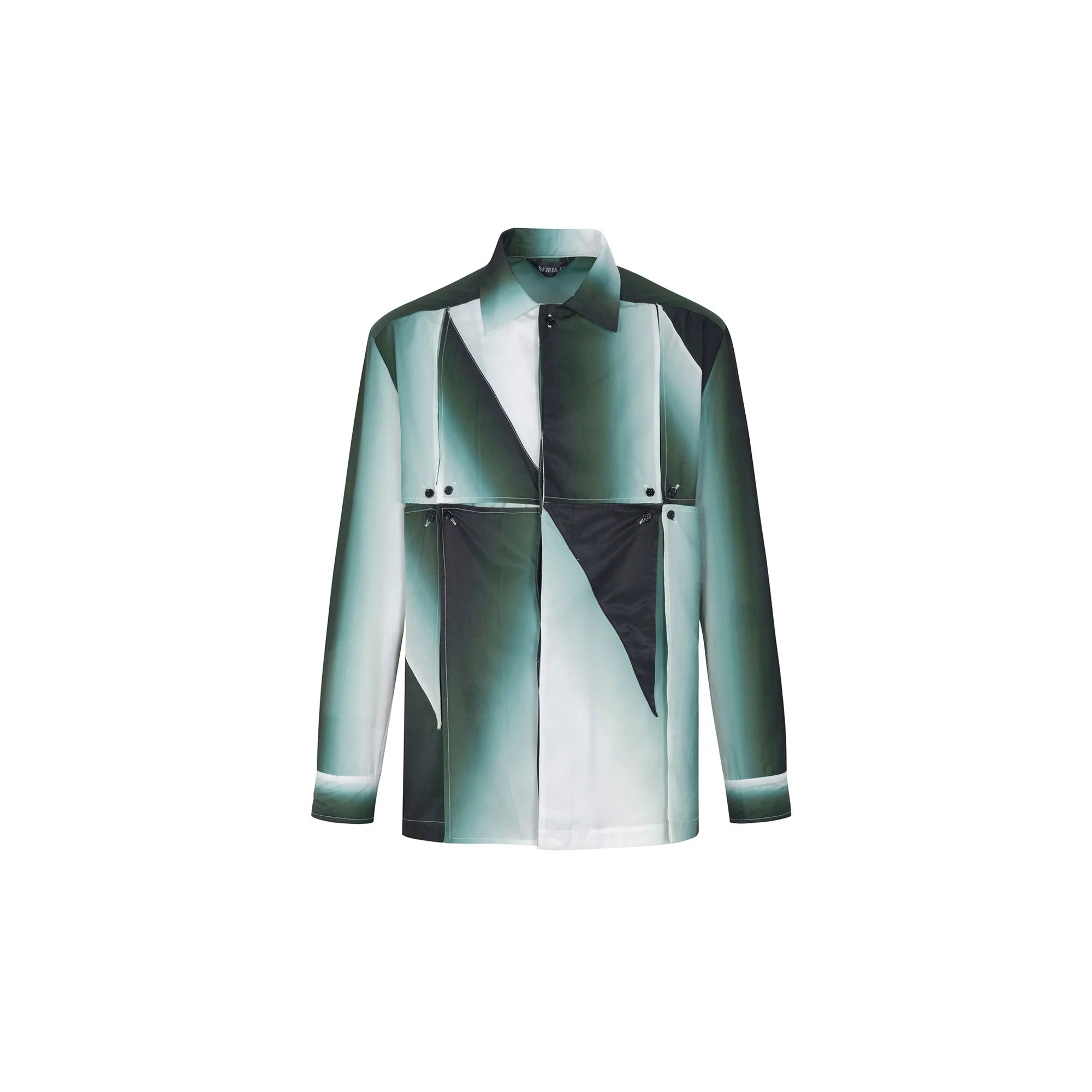 TUIMU Gradient Geometry Panel Acetate Shirt