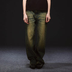ARTIFICIAL WORLD Crinkled Straight-Leg Washed Jeans