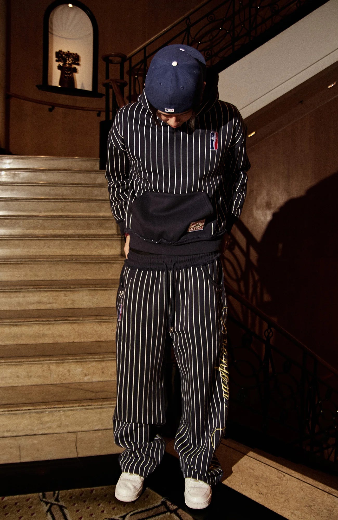 PHANTOMHUNTER Stripe Embroidered Studded Pants