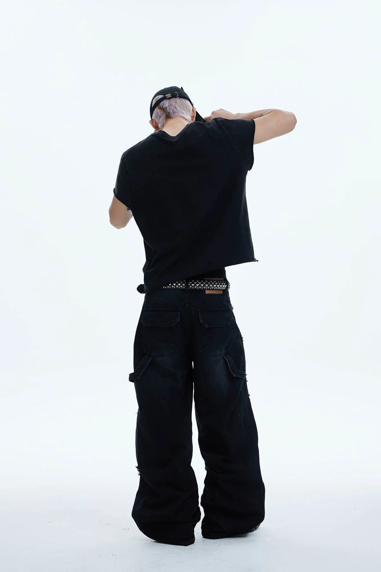 DND4DES Shredded Rivet-Paneled Baggy Jeans
