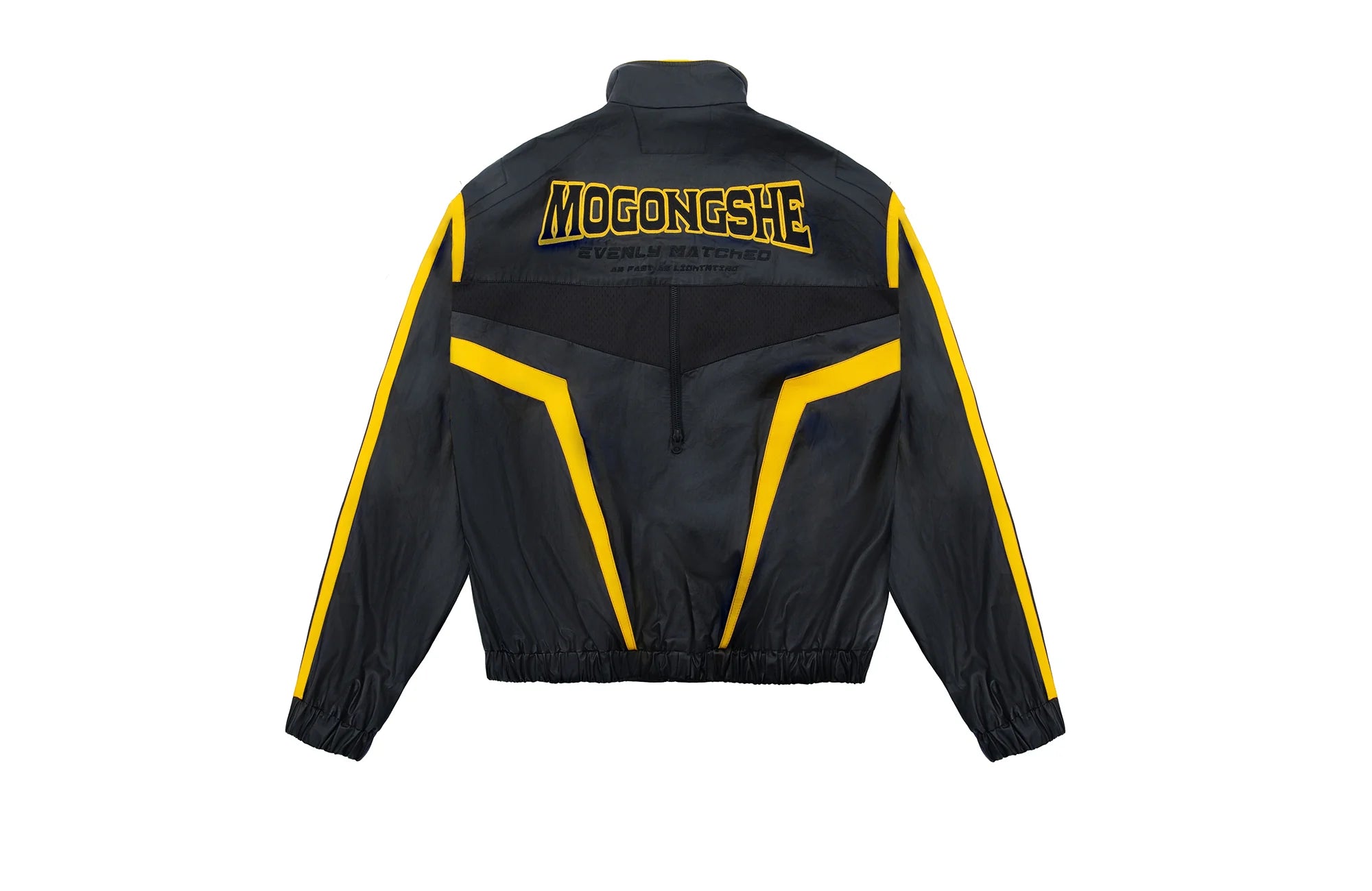 MOGONGSHE Contrast Stripe PU Moto Jacket