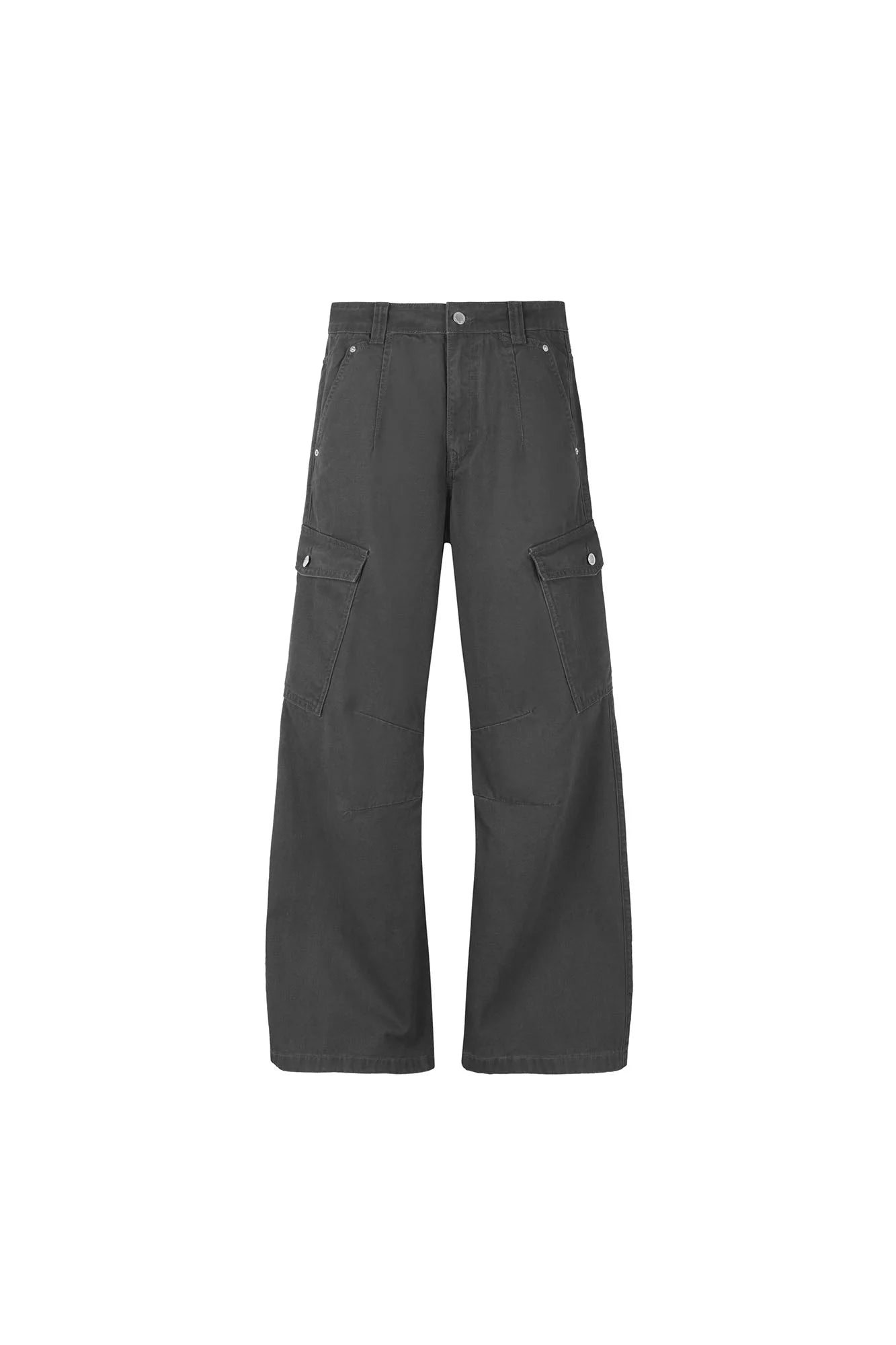 OKAYTHXBYE Washed Button Flap-Pocket Cargo Pants
