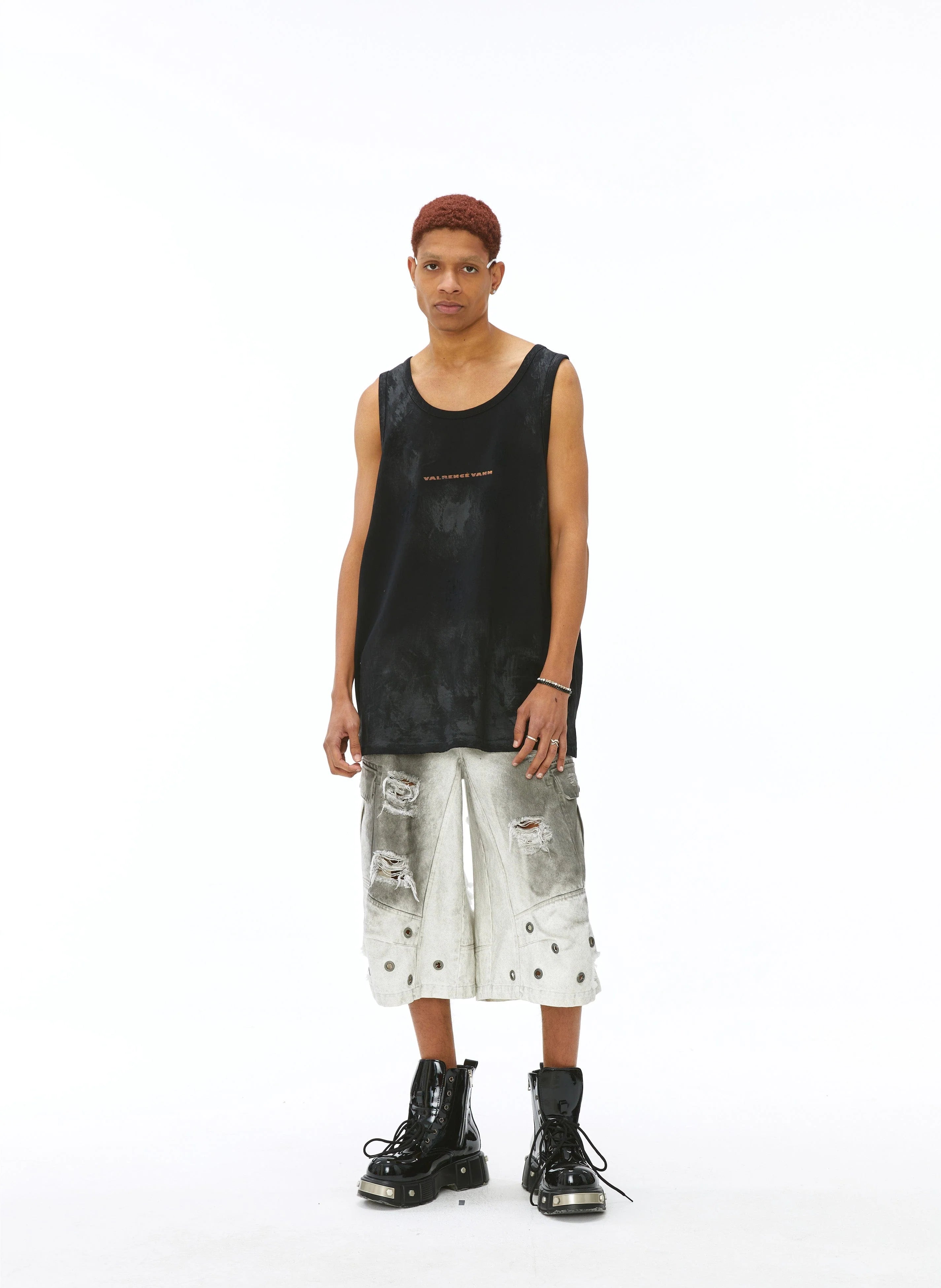 VANN VALRENCE Washed-Dyed Oversized Tank Top