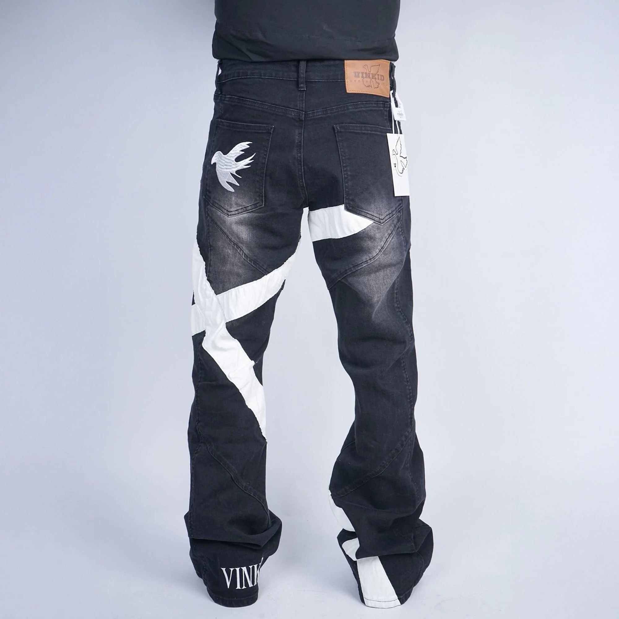 VINKID Infinite Cross Panel Embroidered Jeans
