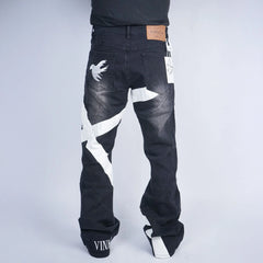 VINKID Infinite Cross Panel Embroidered Jeans
