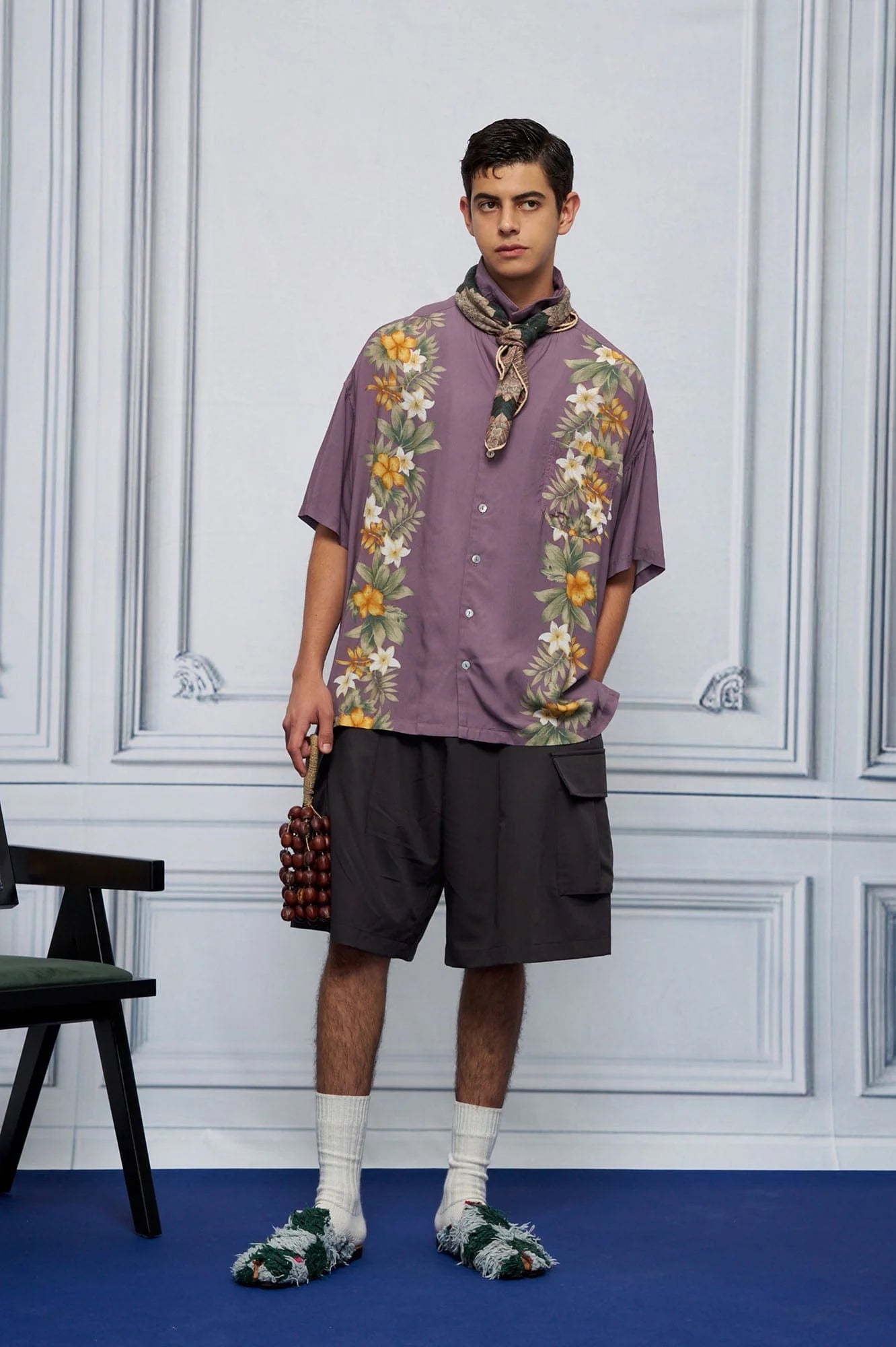 UNLIMITED MOTE Tropical Floral Cuban Hawaii Half Shirt