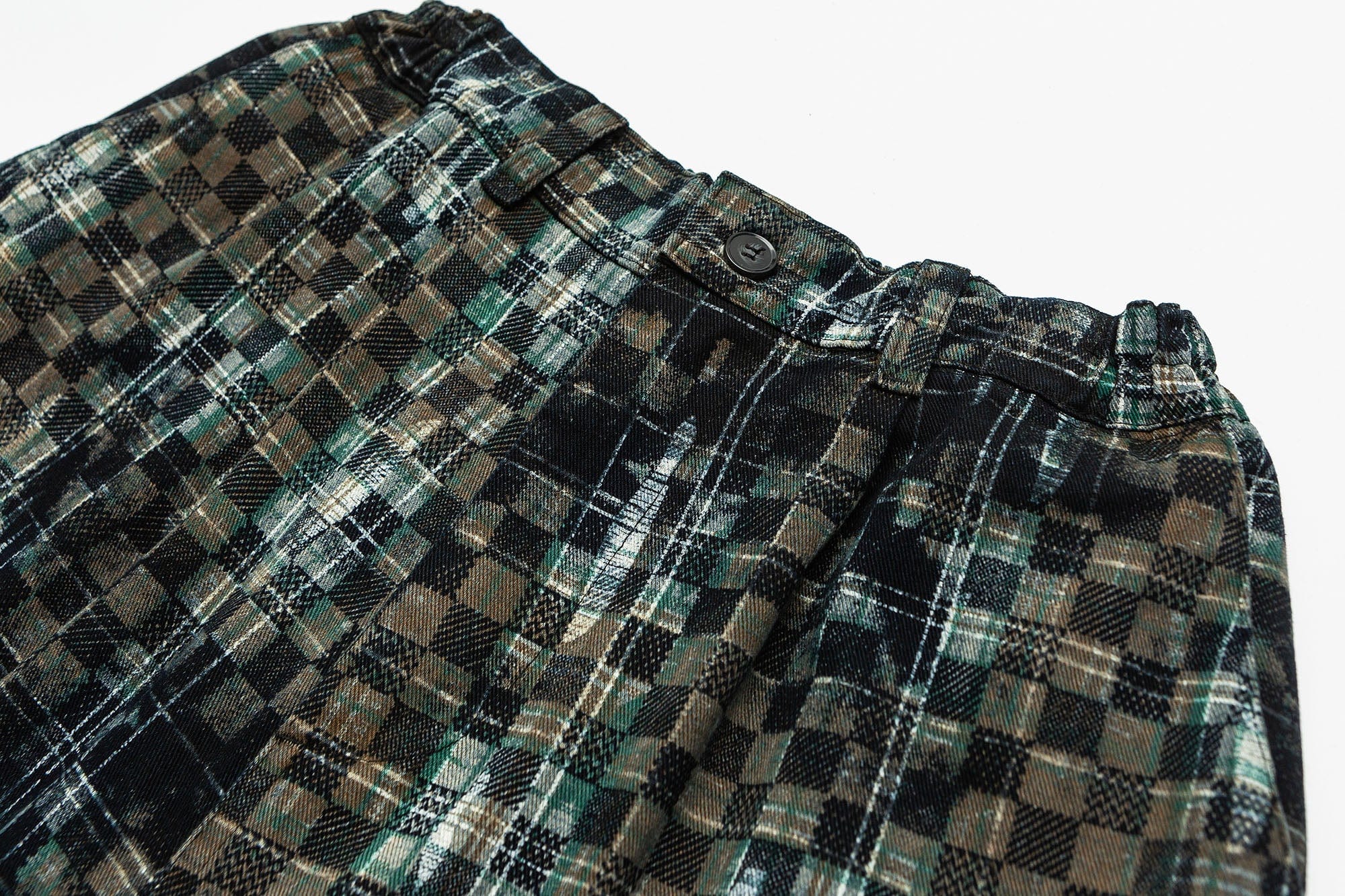 ME DA IGUAL Tie-Dye Washed Camo Checks Elastic Pants