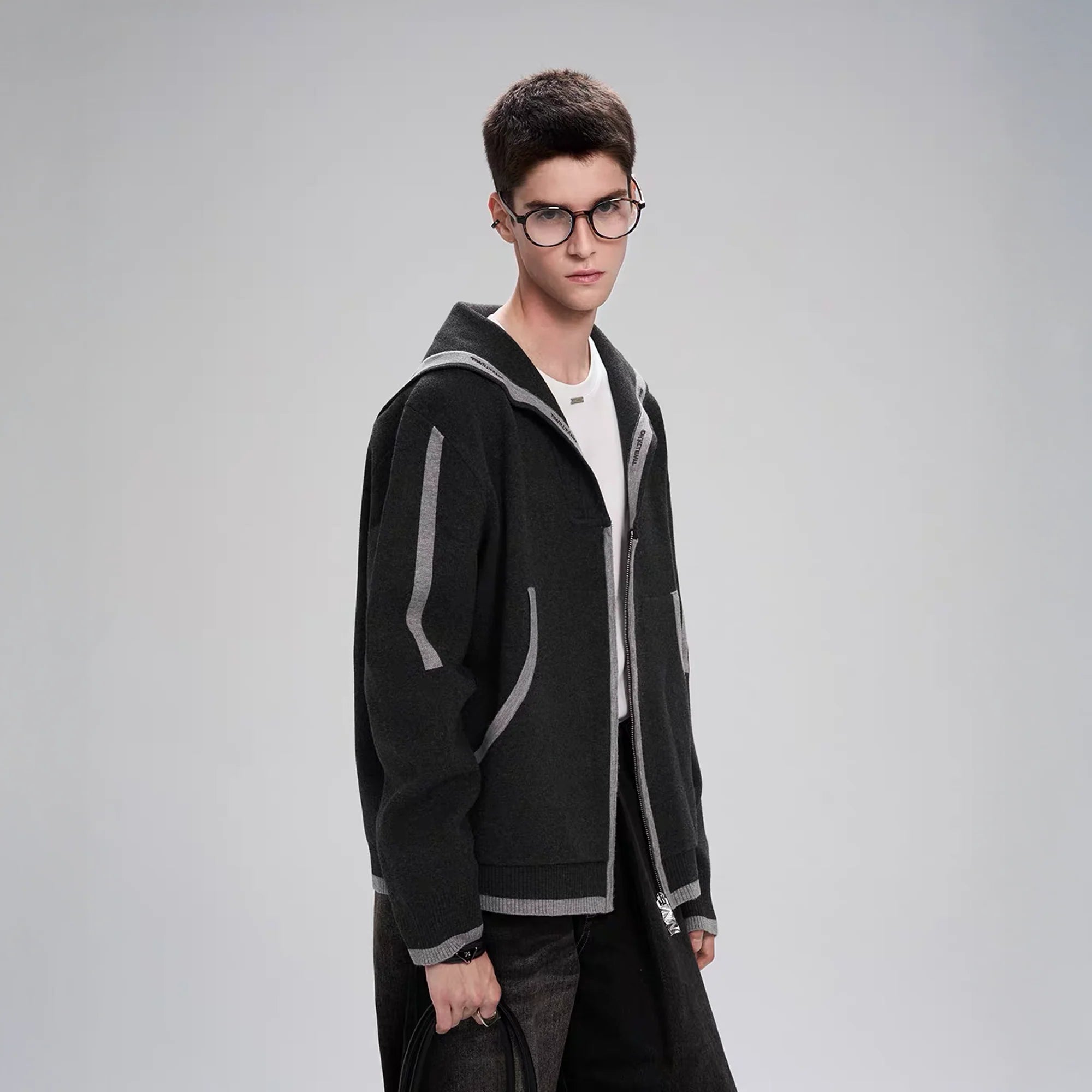 TIWILLTANG Contrast-Trim Sailor-Collar Jacket