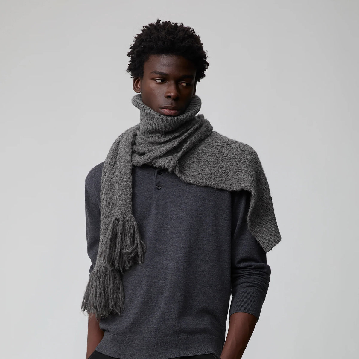OPICLOTH Wool-Blend Fringed Shawl Scarf
