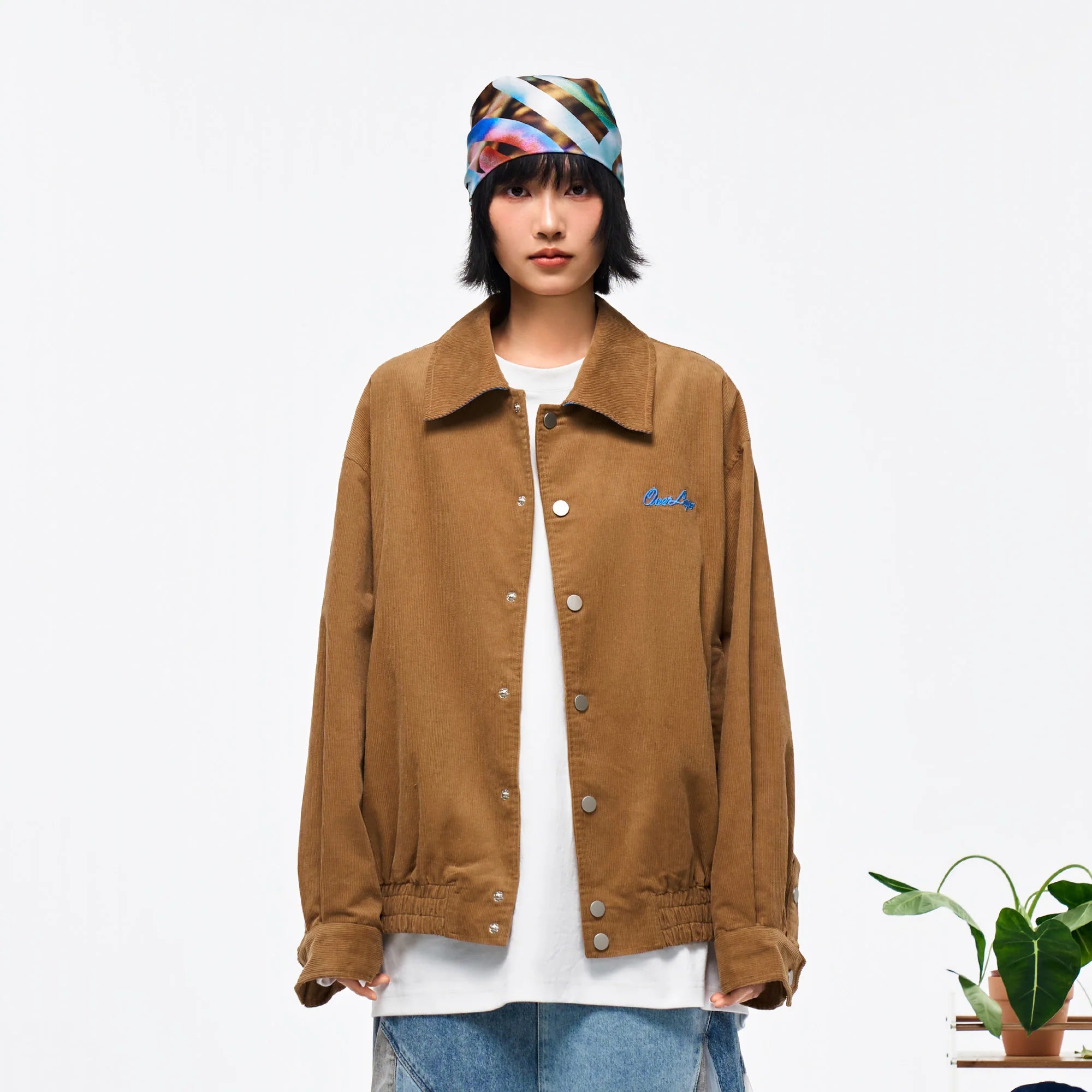 OVERLAPS Embroidered LOGO Utility Snap Jacket