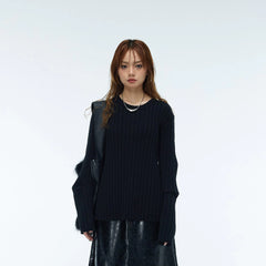 WHISTLEHUNTER Striped Logo Tag Slim-fit Sweater