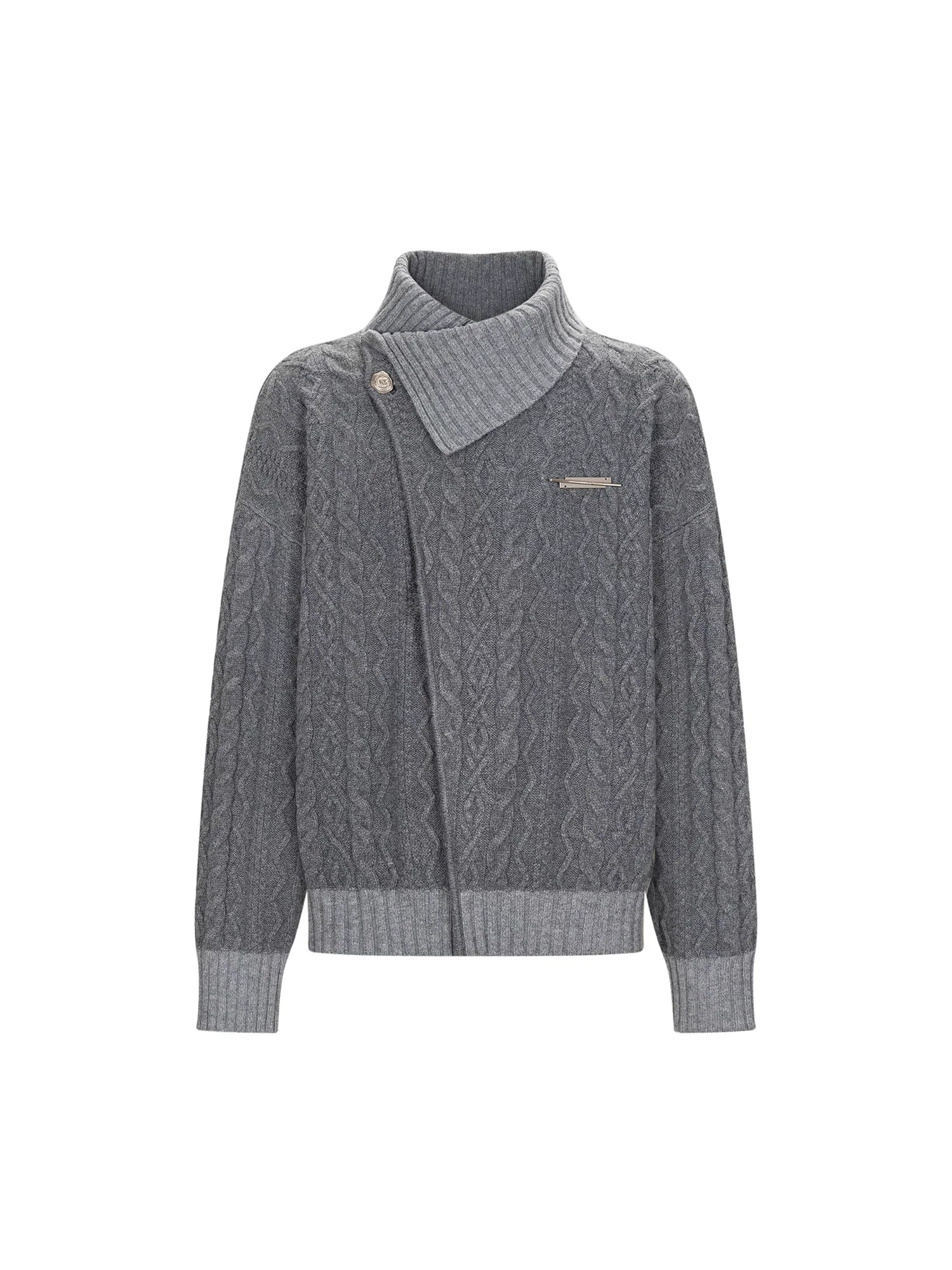 TIWILLTANG Crossed Cable-Knit Shawl-Collar Cardigan