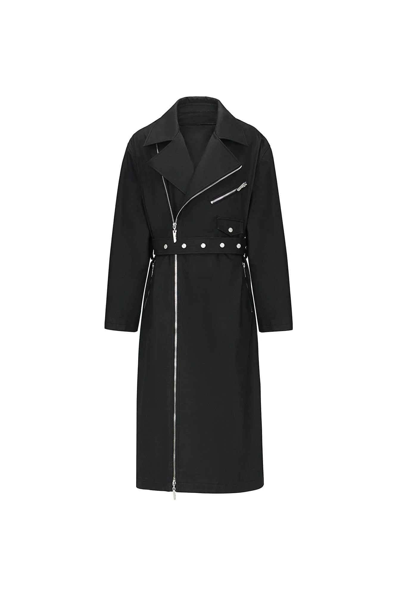 455EMBLE Snap-Fastener PU Trench Coat